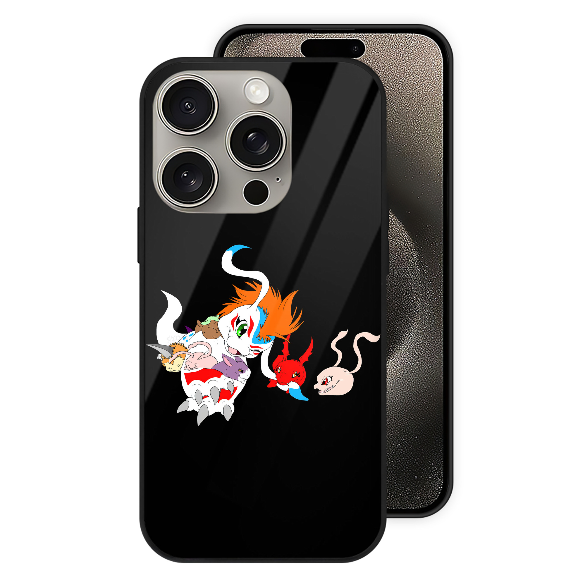 （画像用） Digimon デジタルモンスター/デジモン 【iPhone15Pro対応】スマホケース 耐衝撃＆黄変防止 背面ガラス