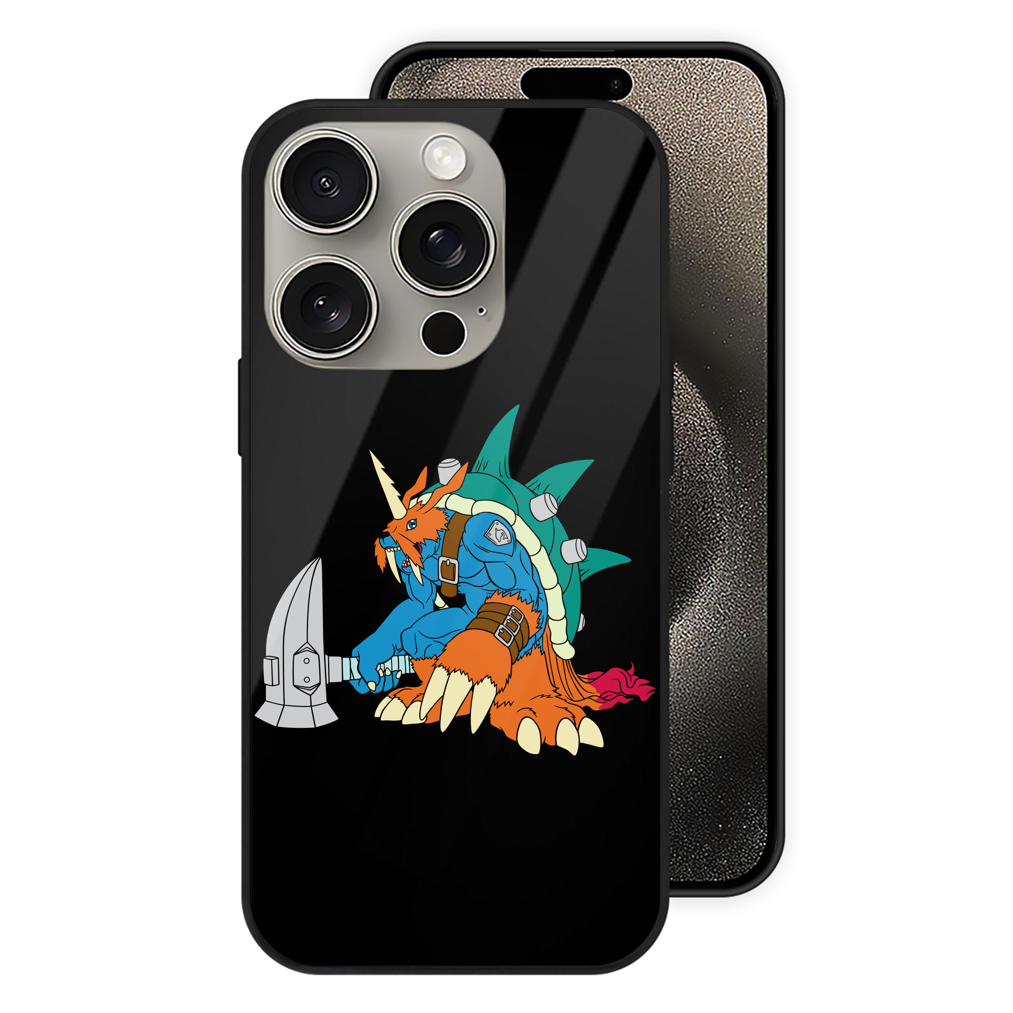 （画像用） Digimon デジタルモンスター/デジモン 【iPhone15Pro対応】スマホケース 耐衝撃＆黄変防止 背面ガラス