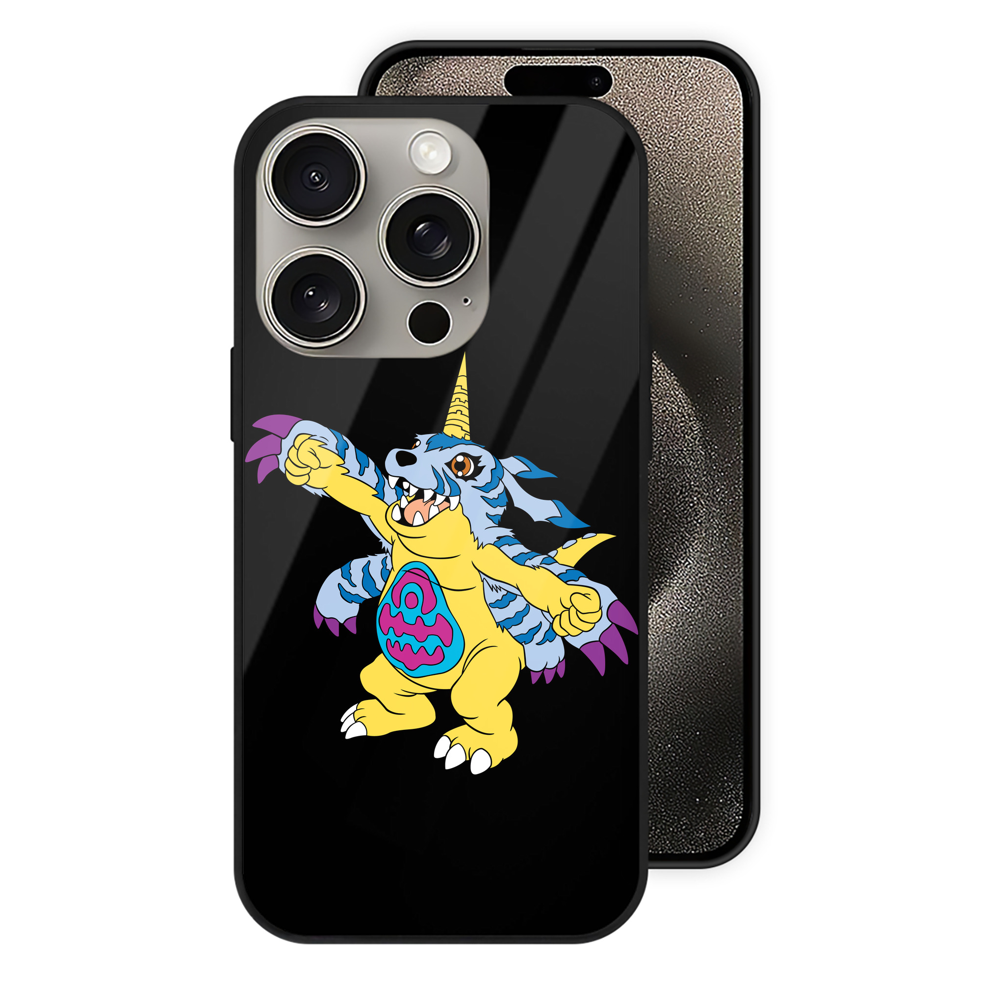 （画像用） Digimon デジタルモンスター/デジモン 【iPhone15Pro対応】スマホケース 耐衝撃＆黄変防止 背面ガラス