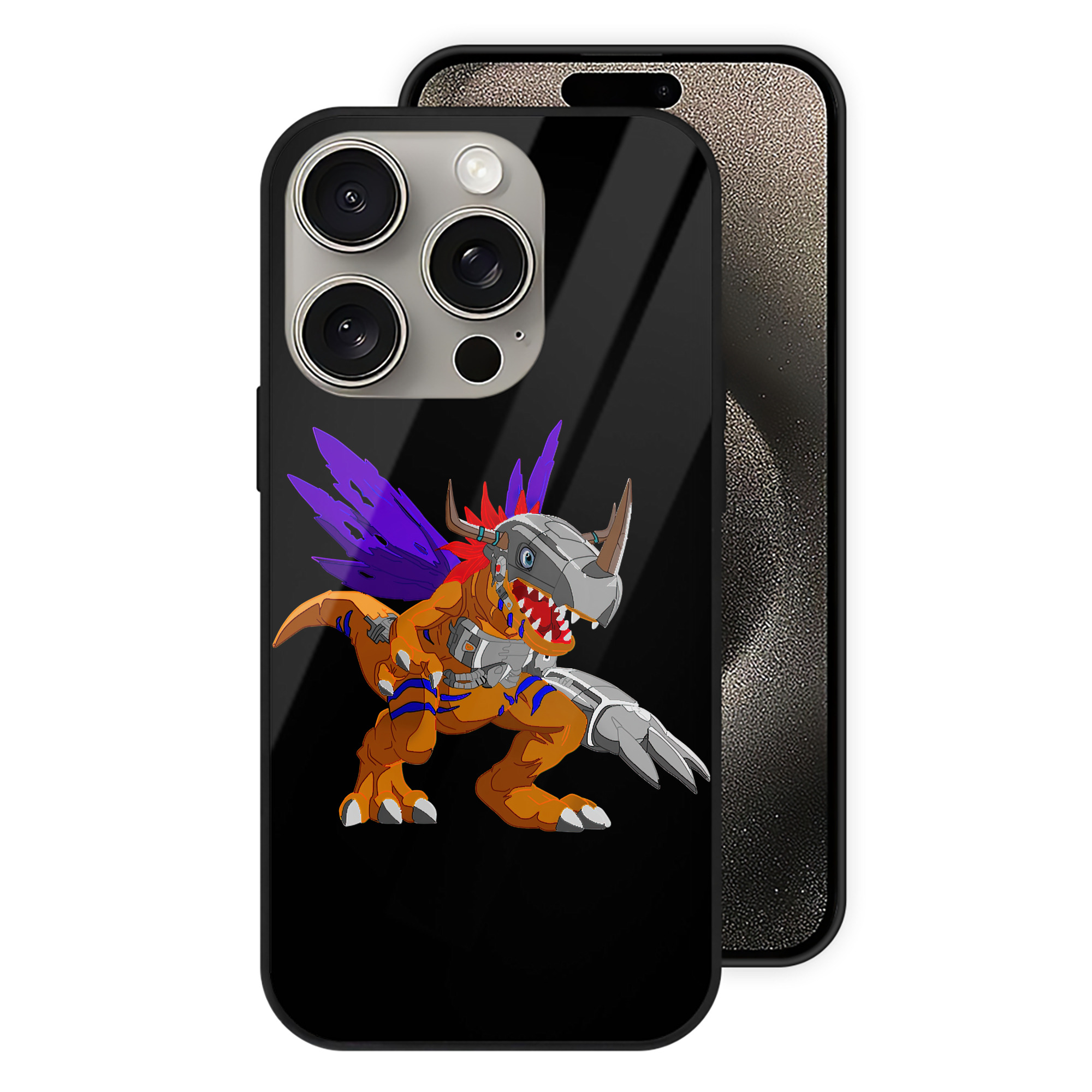（画像用） Digimon デジタルモンスター/デジモン 【iPhone15Pro対応】スマホケース 耐衝撃＆黄変防止 背面ガラス