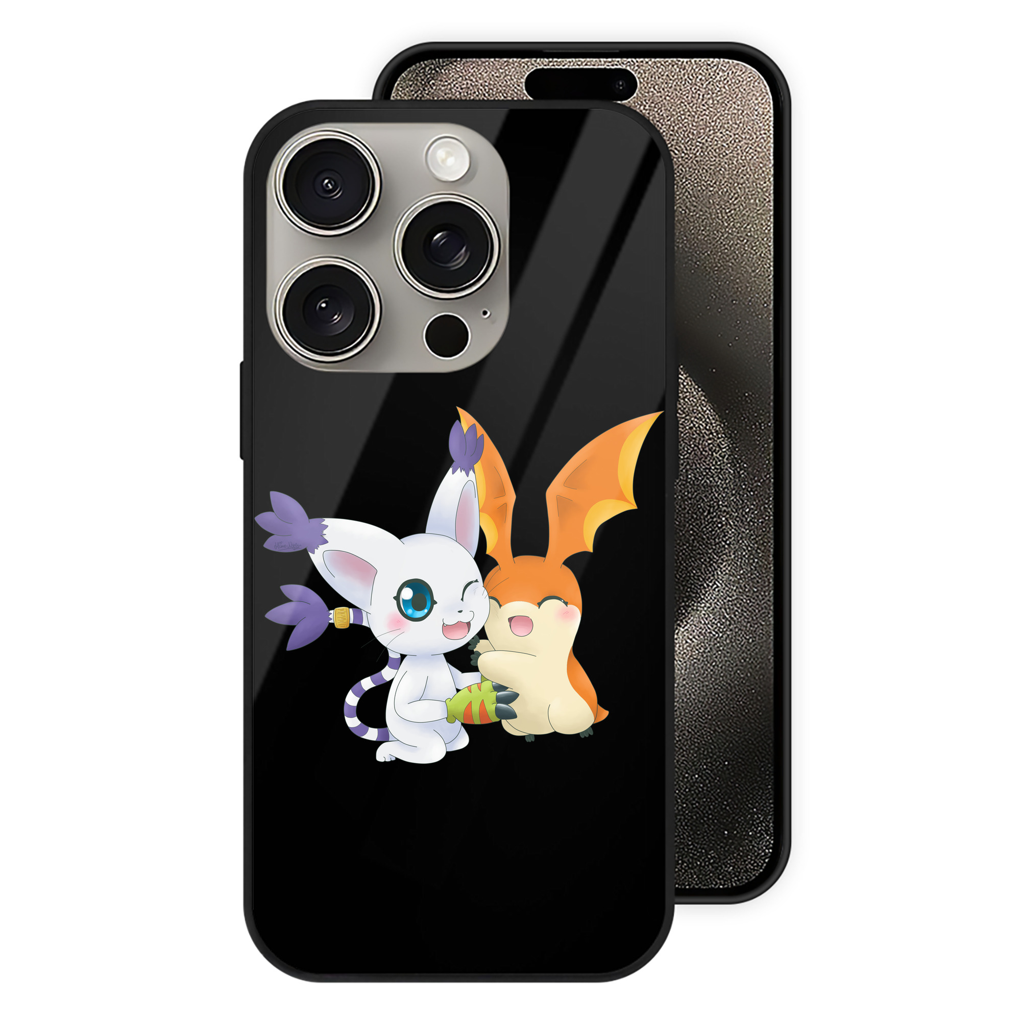 （画像用） Digimon デジタルモンスター/デジモン 【iPhone15Pro対応】スマホケース 耐衝撃＆黄変防止 背面ガラス