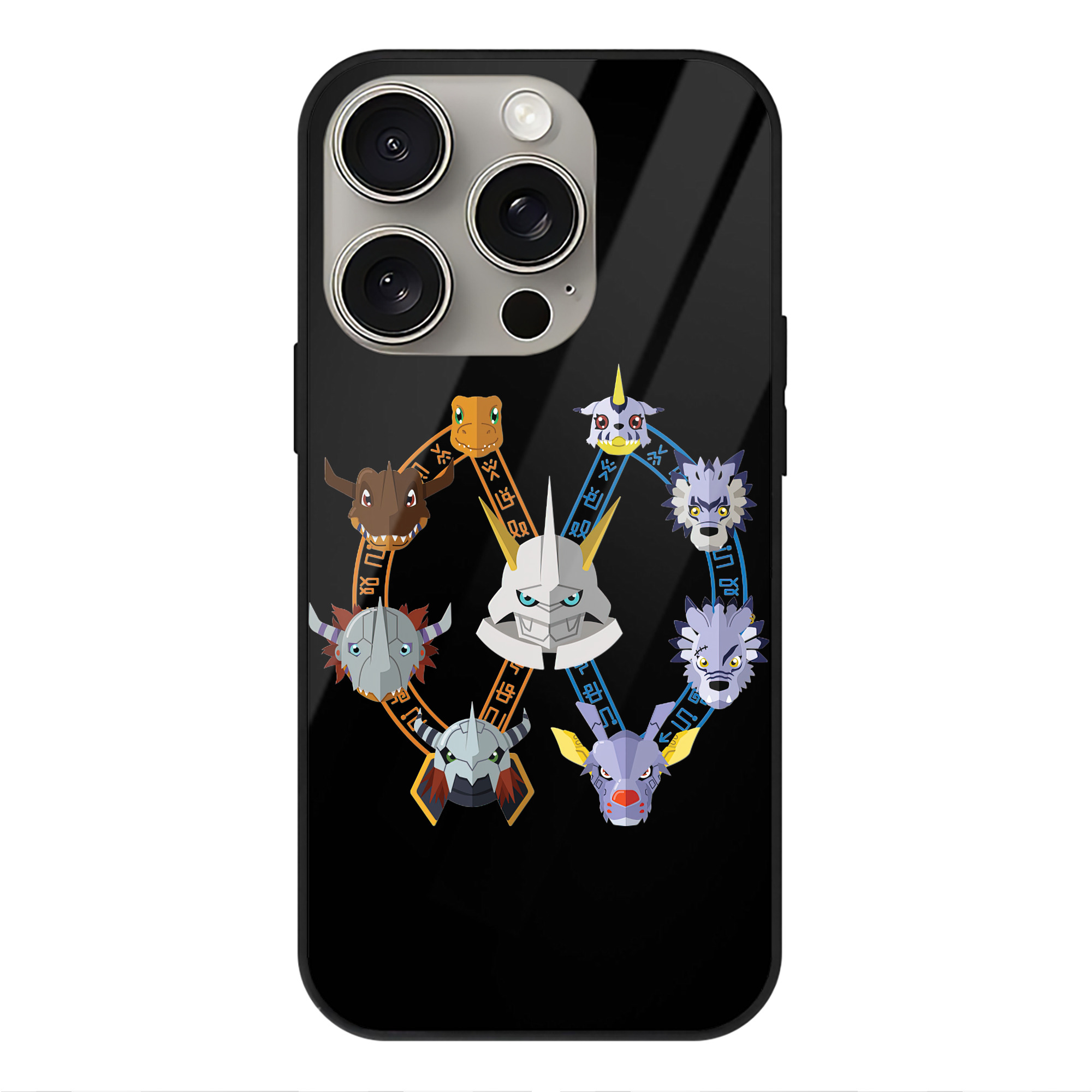 （画像用） Digimon デジタルモンスター/デジモン 【iPhone15Pro対応】スマホケース 耐衝撃＆黄変防止 背面ガラス