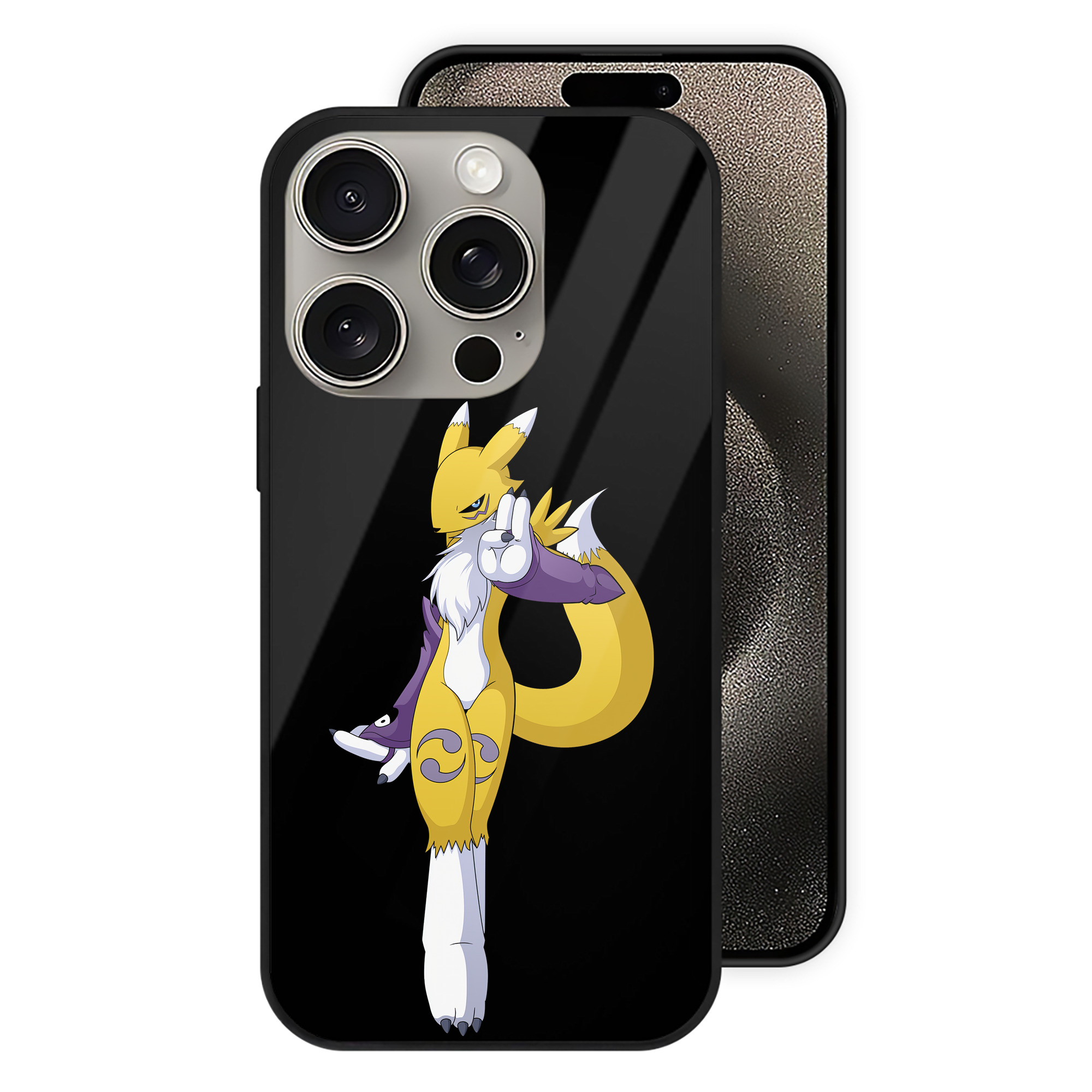 （画像用） Digimon デジタルモンスター/デジモン 【iPhone15Pro対応】スマホケース 耐衝撃＆黄変防止 背面ガラス