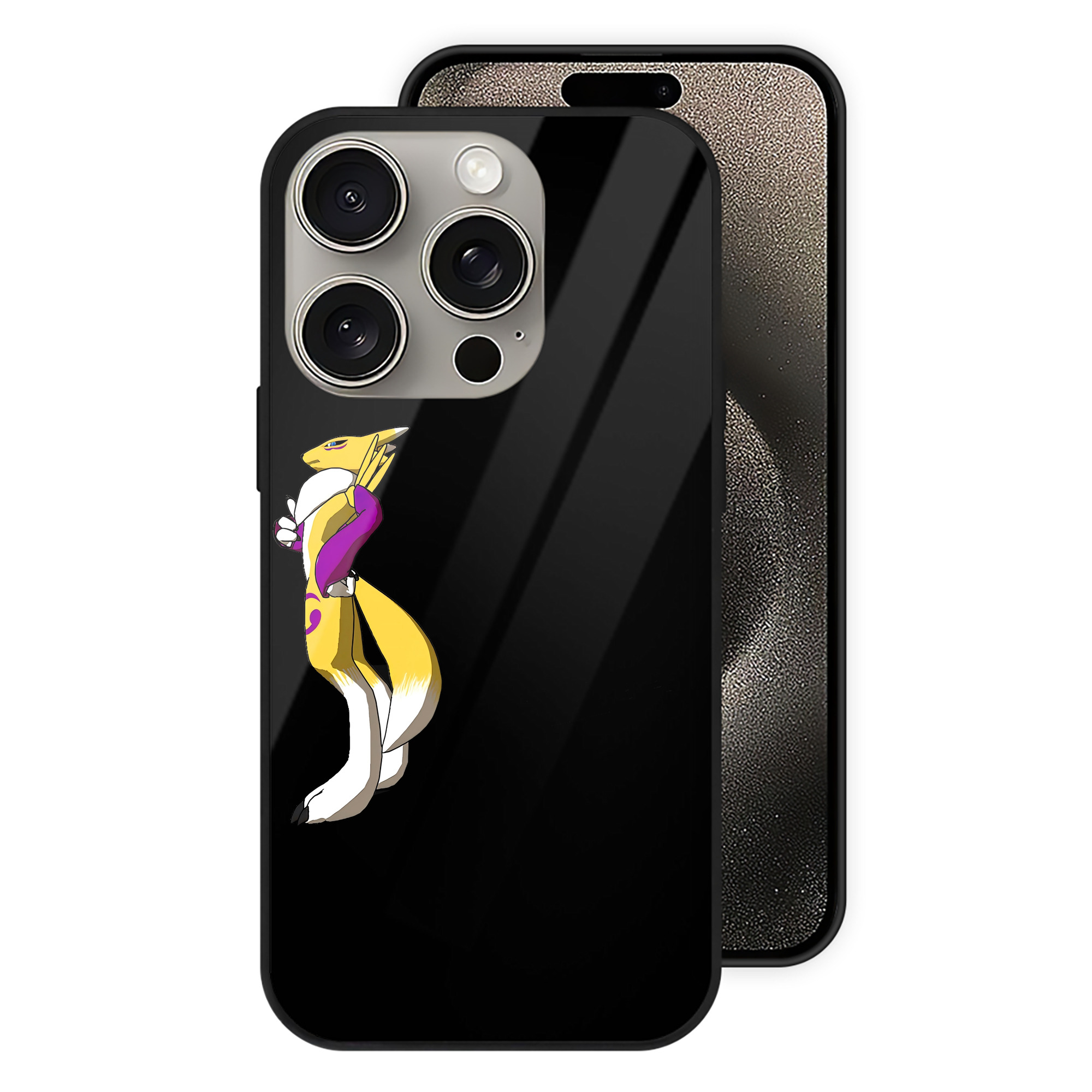 （画像用） Digimon デジタルモンスター/デジモン 【iPhone15Pro対応】スマホケース 耐衝撃＆黄変防止 背面ガラス