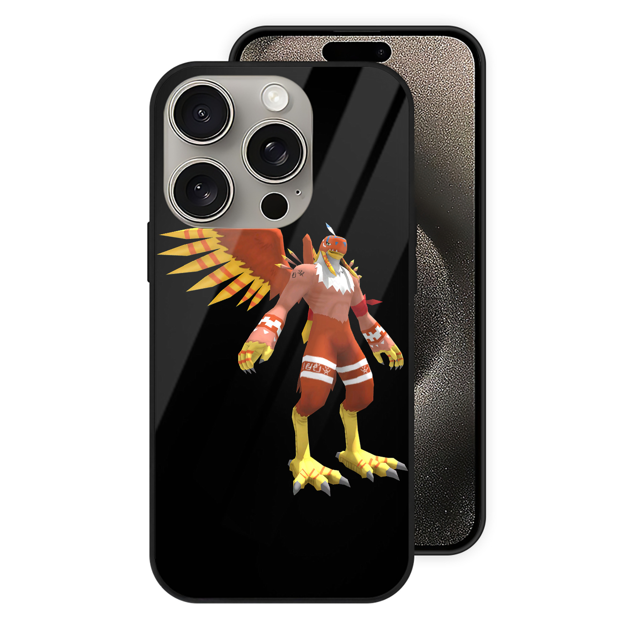 （画像用） Digimon デジタルモンスター/デジモン 【iPhone15Pro対応】スマホケース 耐衝撃＆黄変防止 背面ガラス