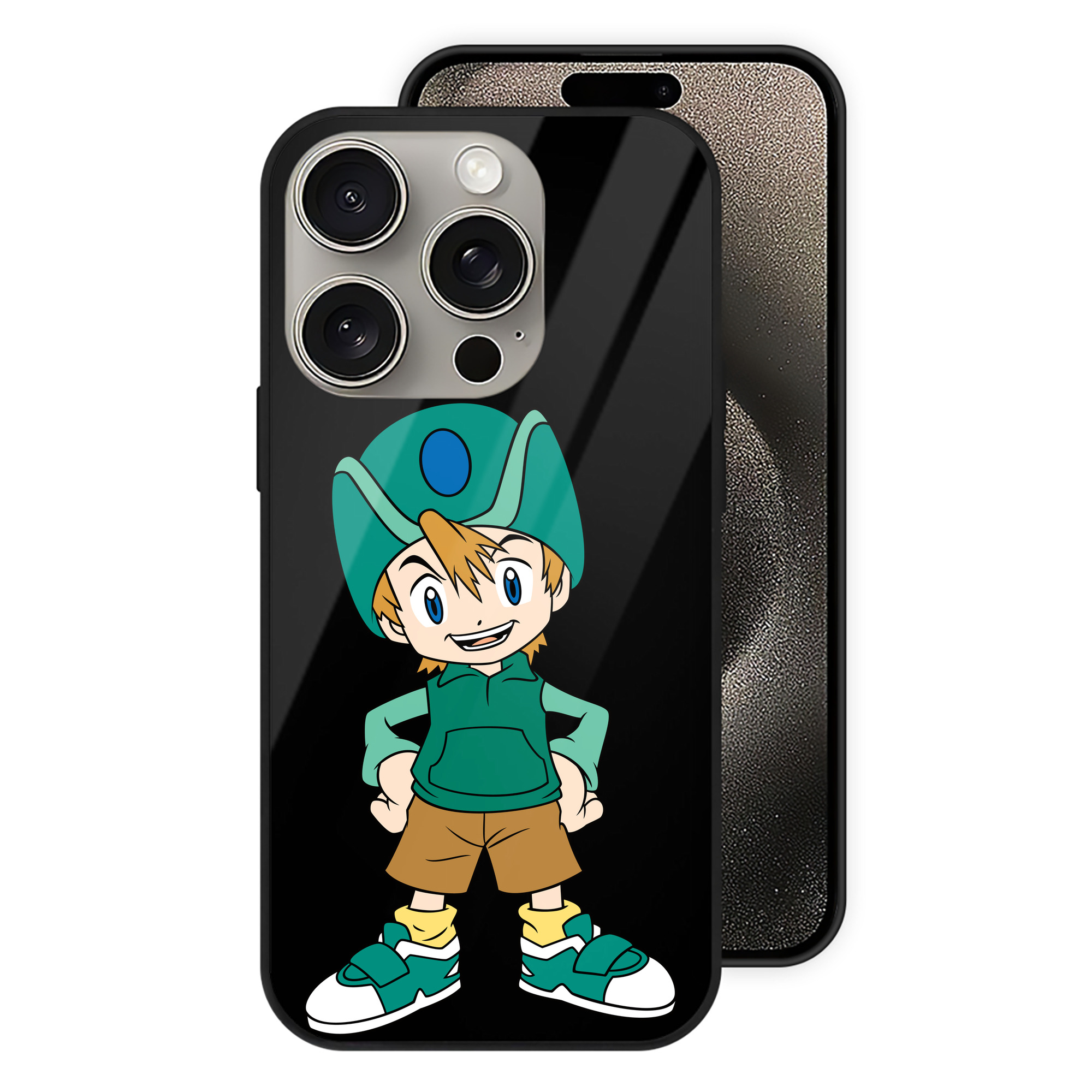 （画像用） Digimon デジタルモンスター/デジモン 【iPhone15Pro対応】スマホケース 耐衝撃＆黄変防止 背面ガラス