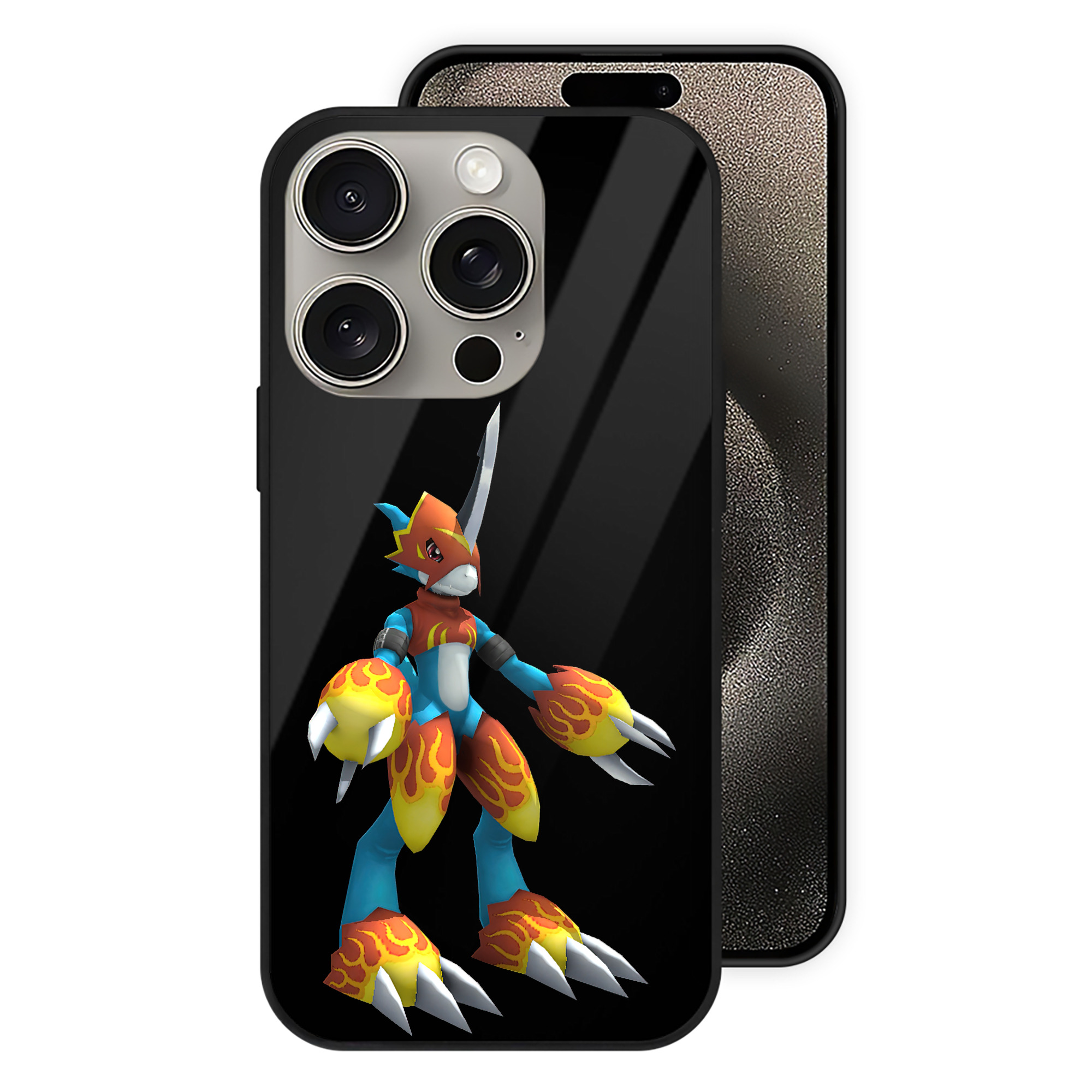 （画像用） Digimon デジタルモンスター/デジモン 【iPhone15Pro対応】スマホケース 耐衝撃＆黄変防止 背面ガラス