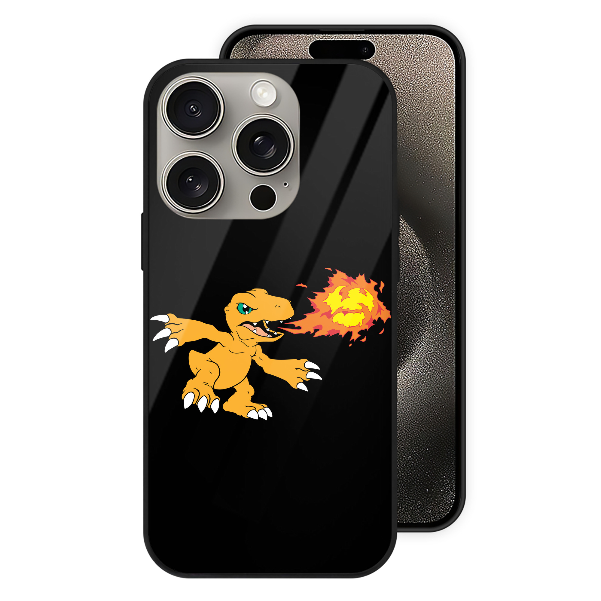 （画像用） Digimon デジタルモンスター/デジモン 【iPhone15Pro対応】スマホケース 耐衝撃＆黄変防止 背面ガラス