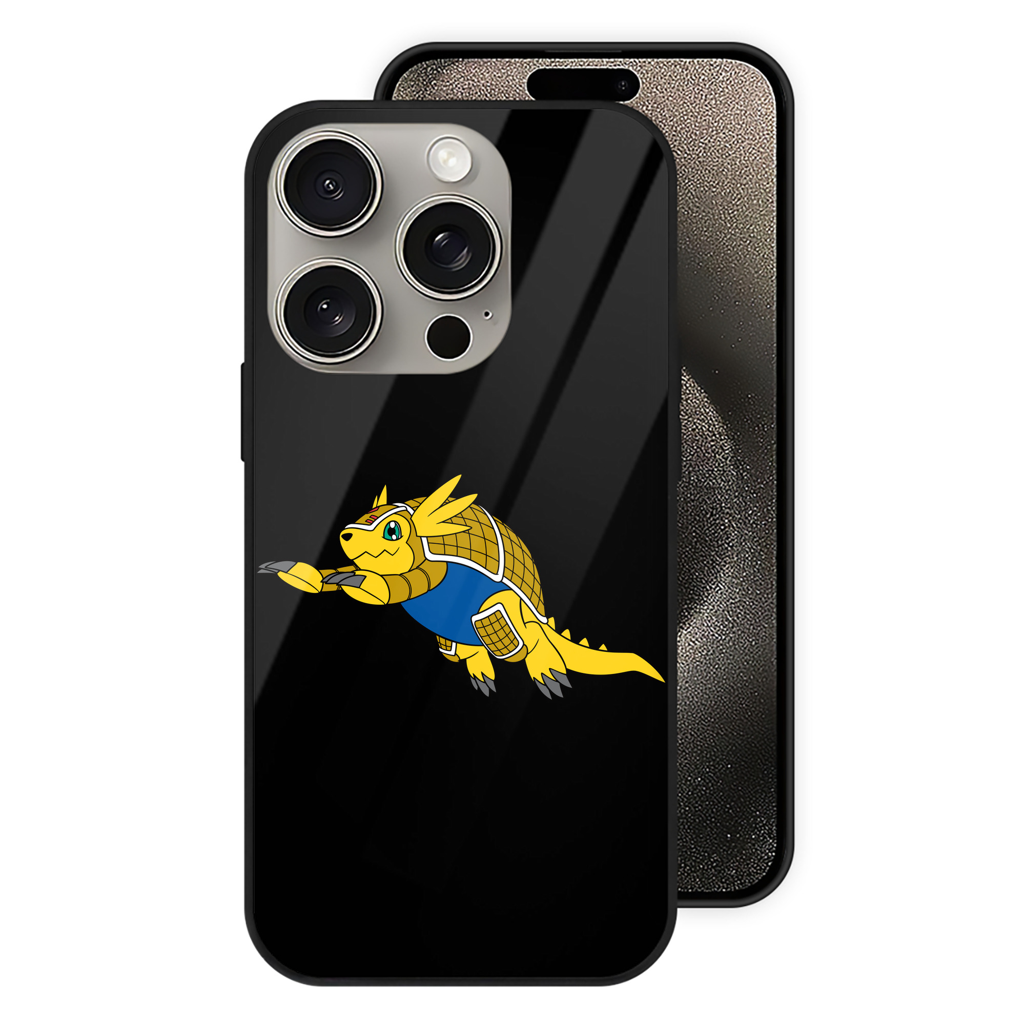 （画像用） Digimon デジタルモンスター/デジモン 【iPhone15Pro対応】スマホケース 耐衝撃＆黄変防止 背面ガラス