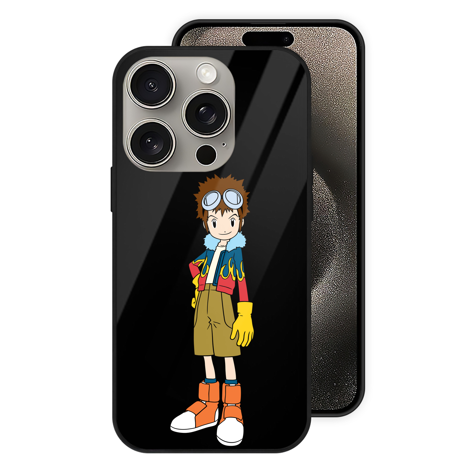 （画像用） Digimon デジタルモンスター/デジモン 【iPhone15Pro対応】スマホケース 耐衝撃＆黄変防止 背面ガラス
