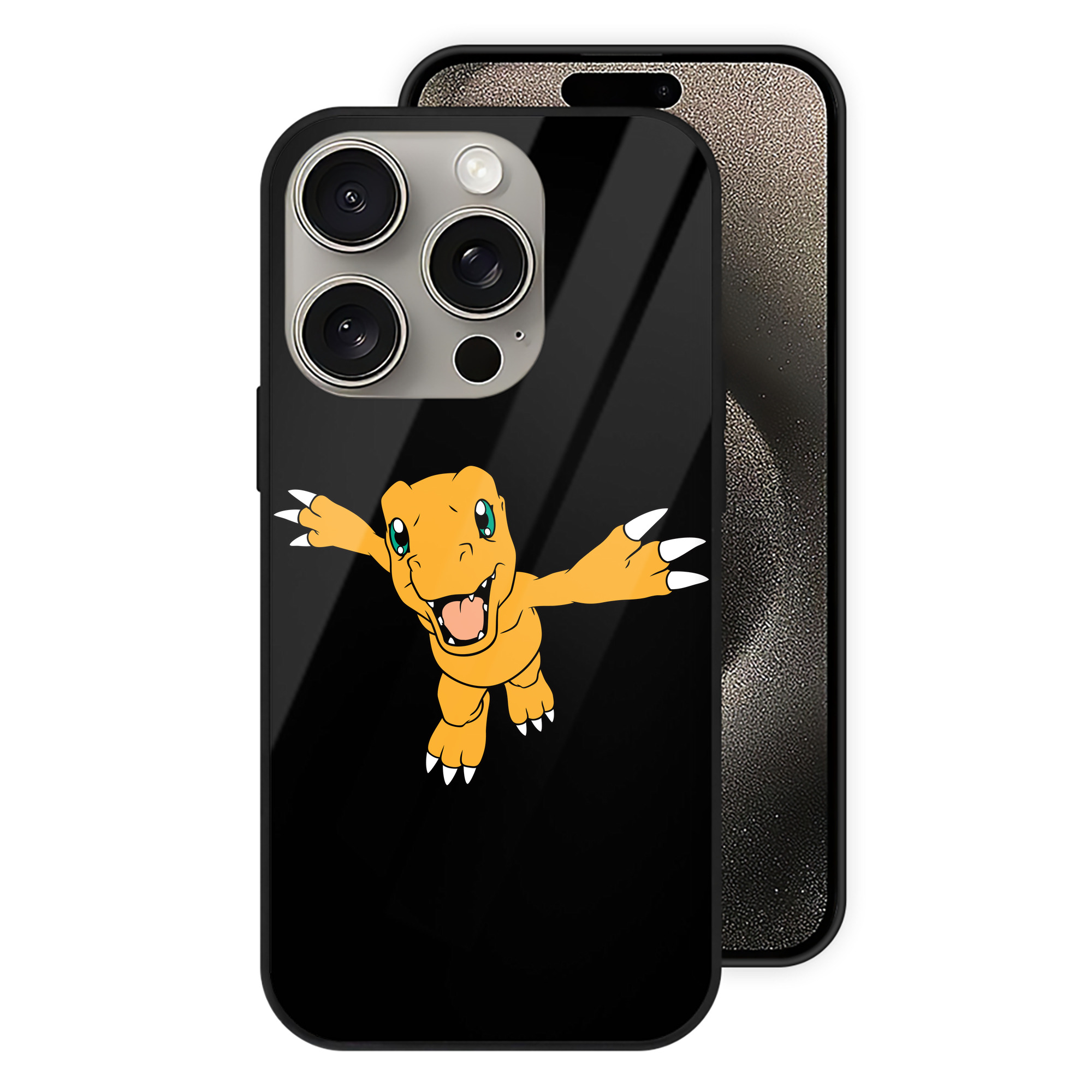 （画像用） Digimon デジタルモンスター/デジモン 【iPhone15Pro対応】スマホケース 耐衝撃＆黄変防止 背面ガラス