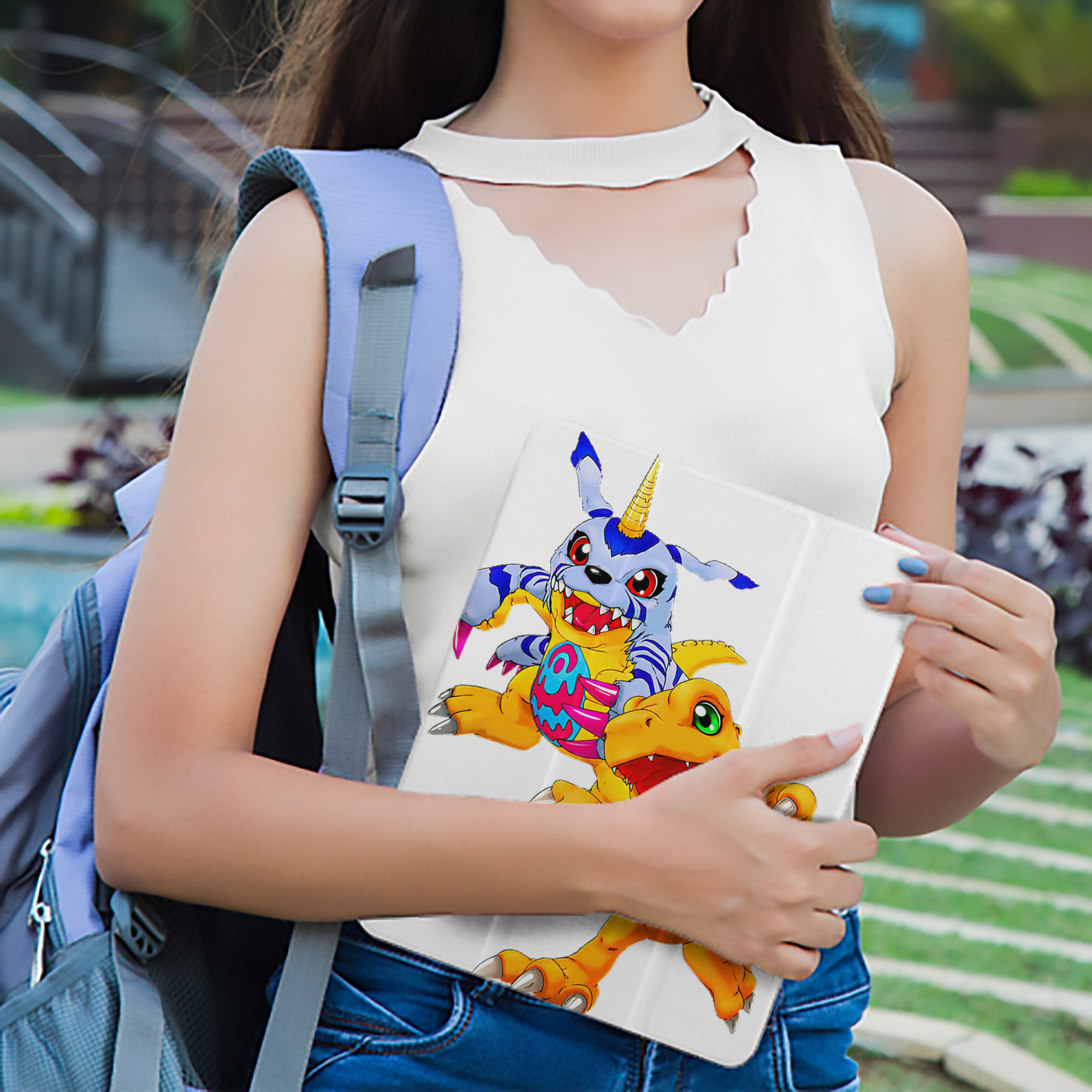 Digimon デジタルモンスター/デジモン IPad ケース ペン収納付き 三つ折りスタンド PUレザー×シリコン 対応機種9.5/10.5/10.9インチ