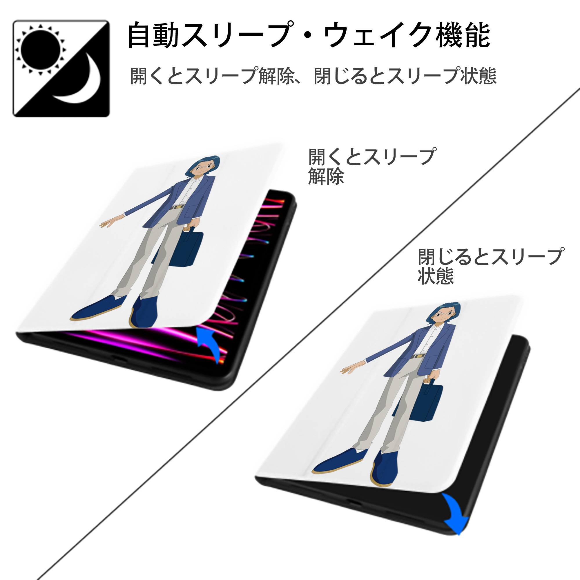 Digimon デジタルモンスター/デジモン IPad ケース ペン収納付き 三つ折りスタンド PUレザー×シリコン 対応機種9.5/10.5/10.9インチ