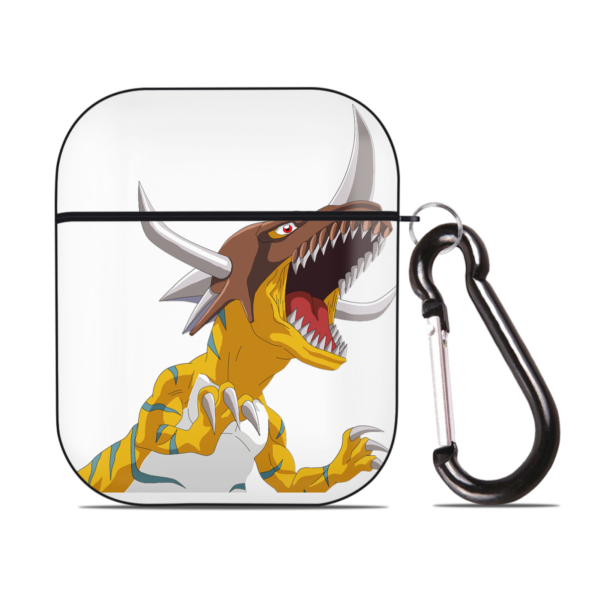 （画像用） Digimon デジタルモンスター/デジモン AirPods 第2世代保護ケース ハードシェル ブラック 耐衝撃・防指紋・カラビナ付き