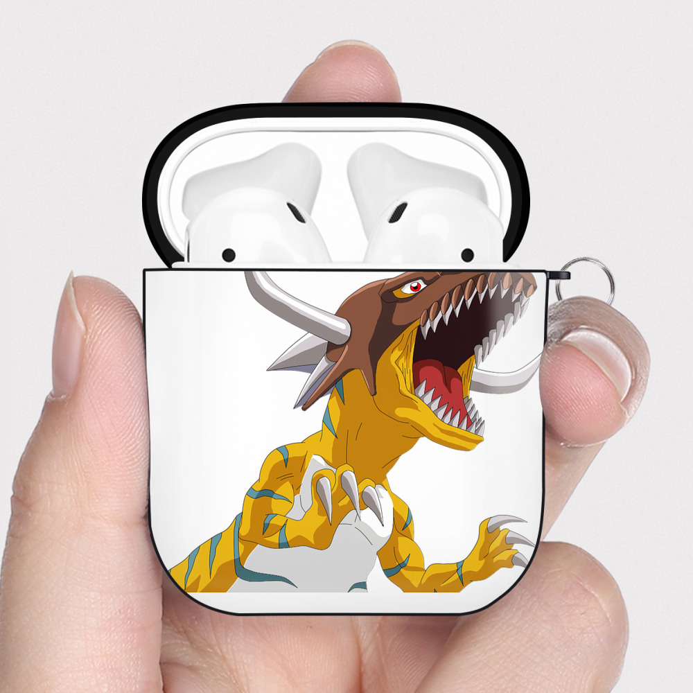 （画像用） Digimon デジタルモンスター/デジモン AirPods 第2世代保護ケース ハードシェル ブラック 耐衝撃・防指紋・カラビナ付き