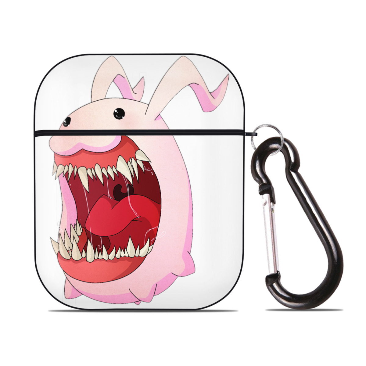 （画像用） Digimon デジタルモンスター/デジモン AirPods 第2世代保護ケース ハードシェル ブラック 耐衝撃・防指紋・カラビナ付き