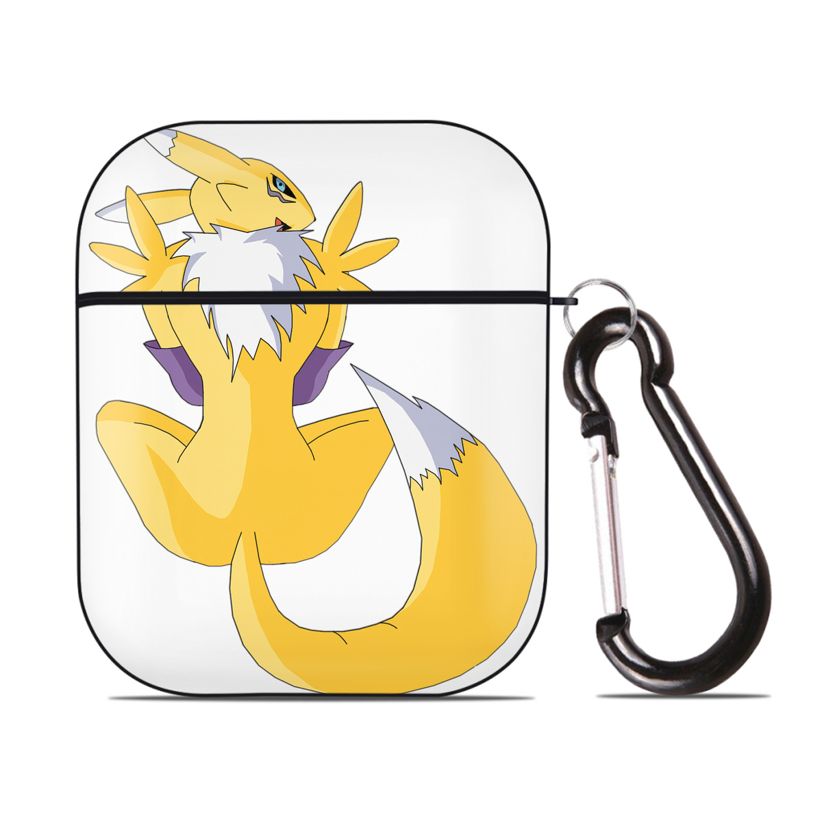 （画像用） Digimon デジタルモンスター/デジモン AirPods 第2世代保護ケース ハードシェル ブラック 耐衝撃・防指紋・カラビナ付き