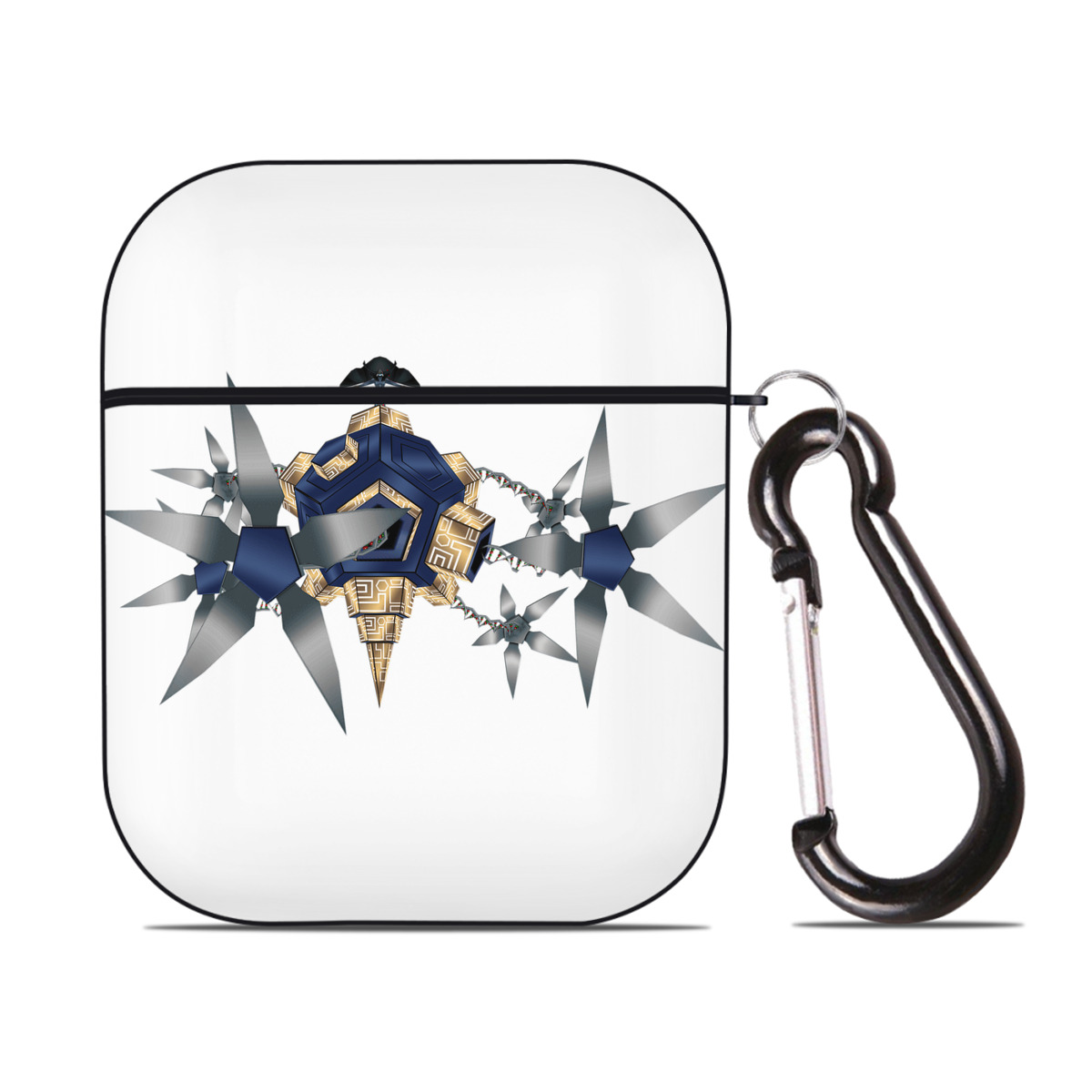 （画像用） Digimon デジタルモンスター/デジモン AirPods 第2世代保護ケース ハードシェル ブラック 耐衝撃・防指紋・カラビナ付き