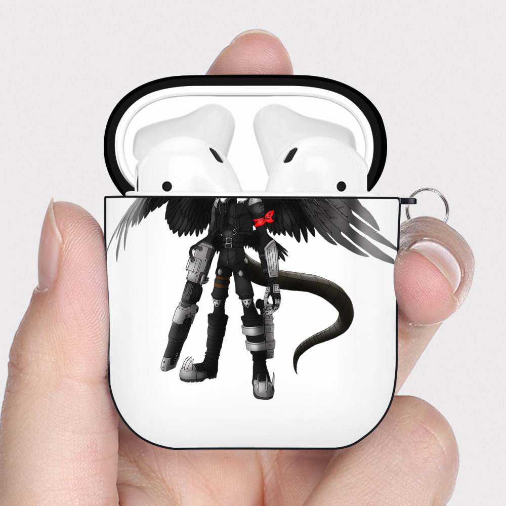 （画像用） Digimon デジタルモンスター/デジモン AirPods 第2世代保護ケース ハードシェル ブラック 耐衝撃・防指紋・カラビナ付き