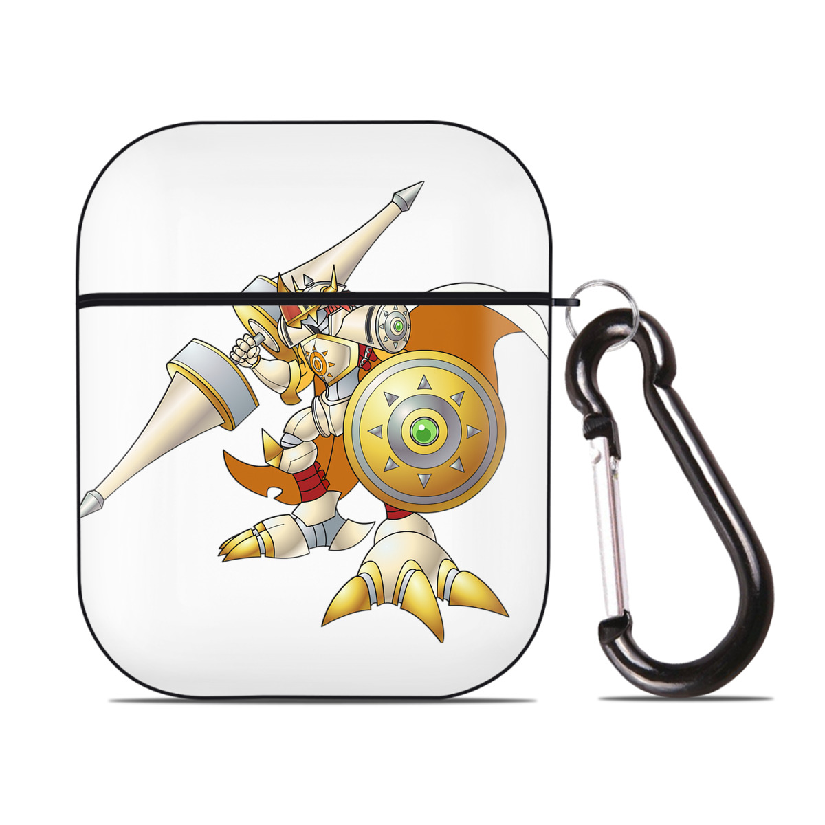 （画像用） Digimon デジタルモンスター/デジモン AirPods 第2世代保護ケース ハードシェル ブラック 耐衝撃・防指紋・カラビナ付き