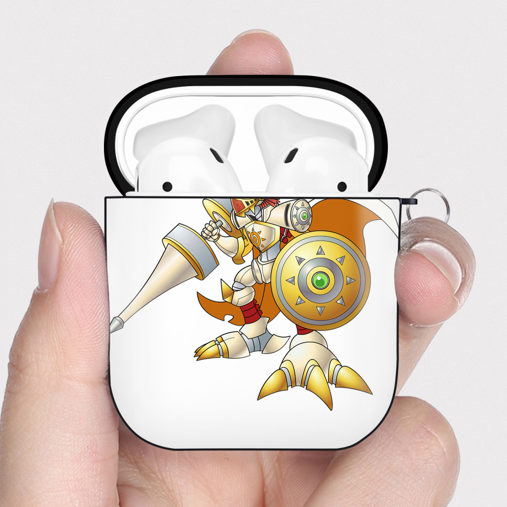 （画像用） Digimon デジタルモンスター/デジモン AirPods 第2世代保護ケース ハードシェル ブラック 耐衝撃・防指紋・カラビナ付き