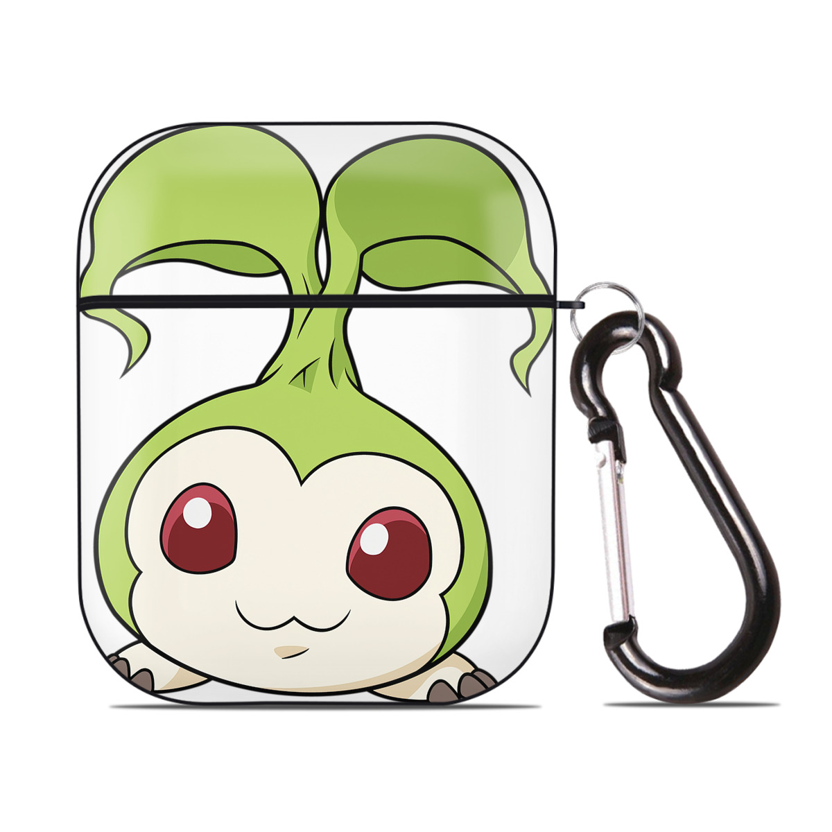 （画像用） Digimon デジタルモンスター/デジモン AirPods 第2世代保護ケース ハードシェル ブラック 耐衝撃・防指紋・カラビナ付き