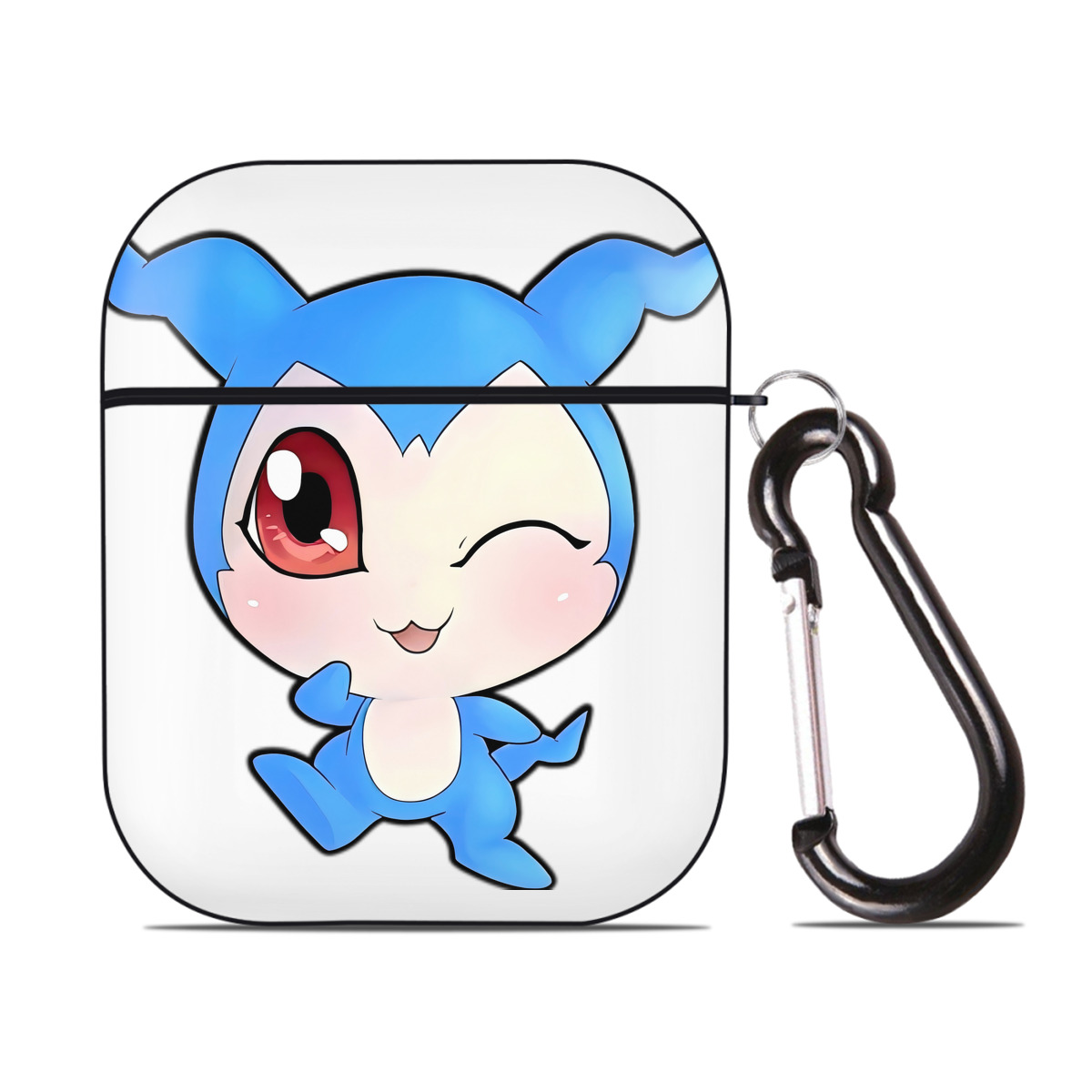 （画像用） Digimon デジタルモンスター/デジモン AirPods 第2世代保護ケース ハードシェル ブラック 耐衝撃・防指紋・カラビナ付き