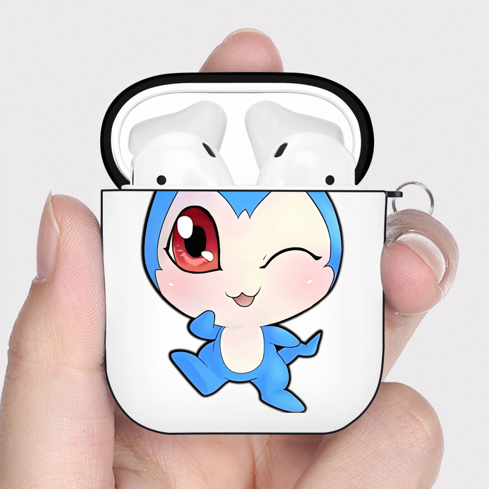 （画像用） Digimon デジタルモンスター/デジモン AirPods 第2世代保護ケース ハードシェル ブラック 耐衝撃・防指紋・カラビナ付き