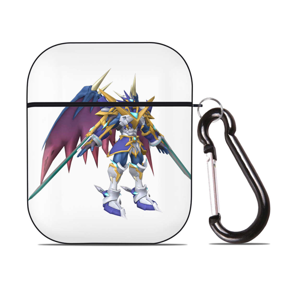 （画像用） Digimon デジタルモンスター/デジモン AirPods 第2世代保護ケース ハードシェル ブラック 耐衝撃・防指紋・カラビナ付き