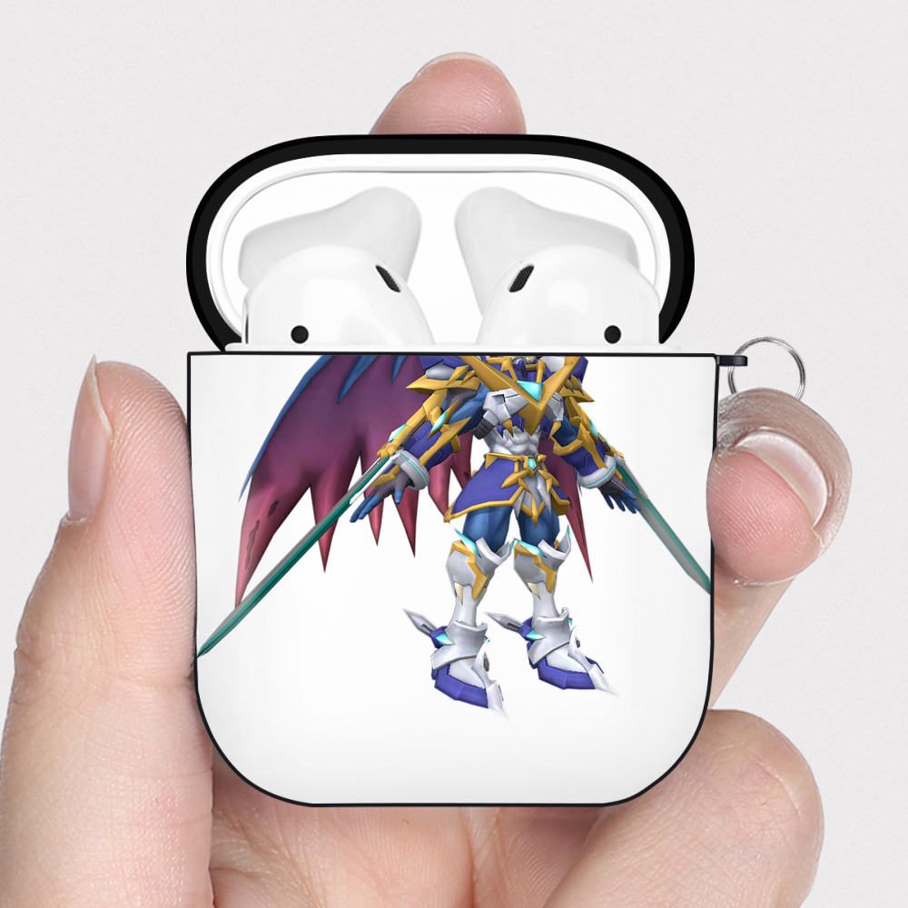（画像用） Digimon デジタルモンスター/デジモン AirPods 第2世代保護ケース ハードシェル ブラック 耐衝撃・防指紋・カラビナ付き
