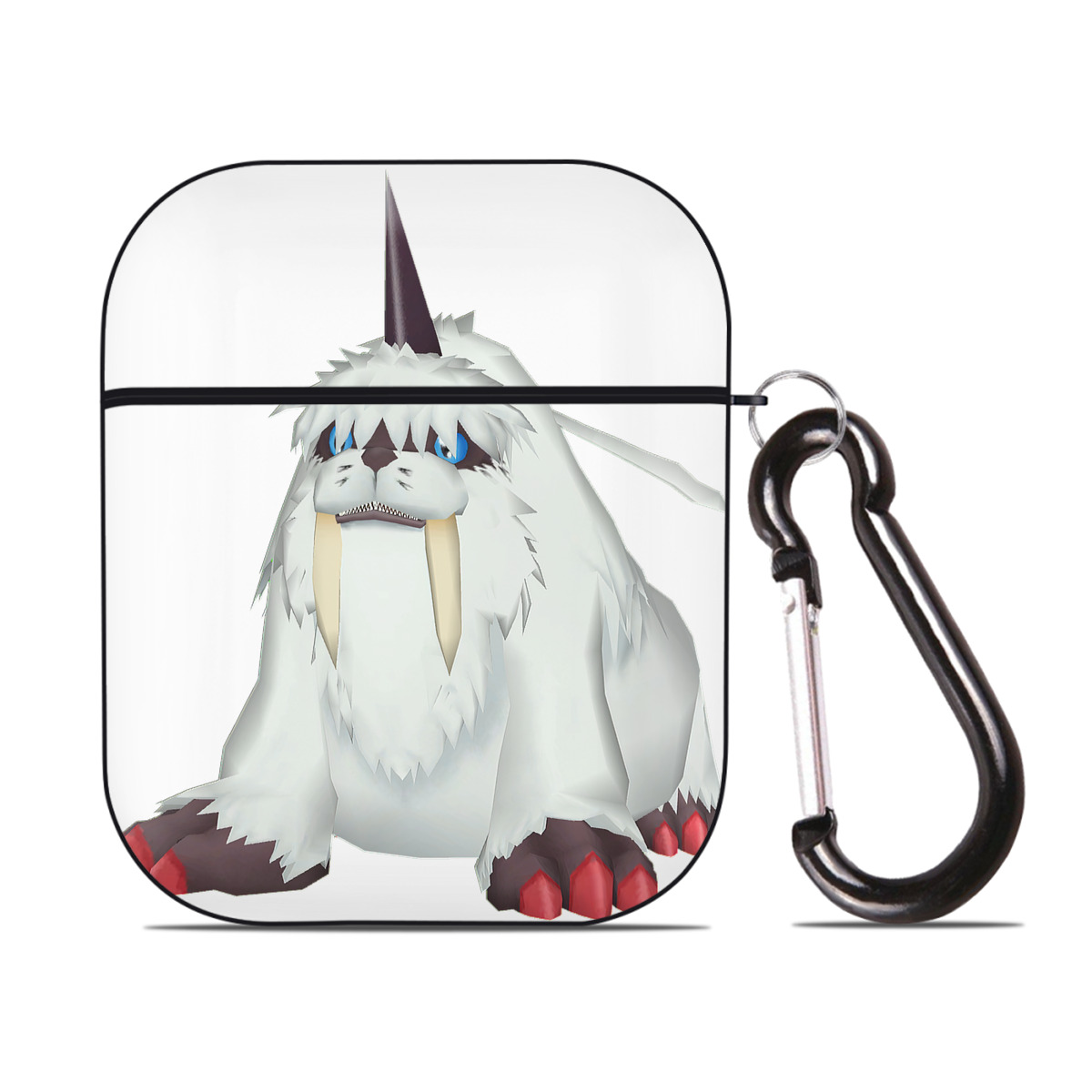 （画像用） Digimon デジタルモンスター/デジモン AirPods 第2世代保護ケース ハードシェル ブラック 耐衝撃・防指紋・カラビナ付き