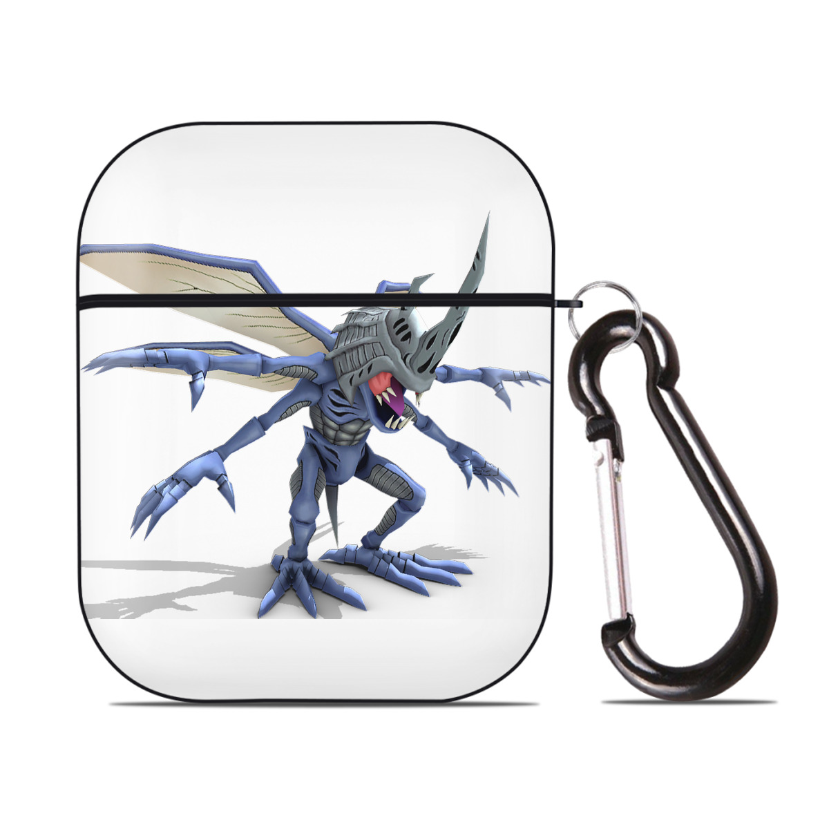 （画像用） Digimon デジタルモンスター/デジモン AirPods 第2世代保護ケース ハードシェル ブラック 耐衝撃・防指紋・カラビナ付き