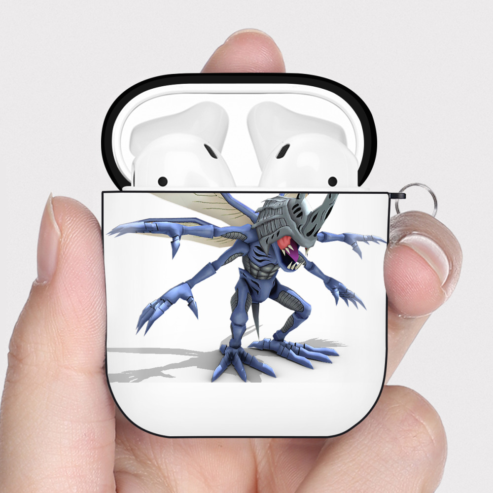（画像用） Digimon デジタルモンスター/デジモン AirPods 第2世代保護ケース ハードシェル ブラック 耐衝撃・防指紋・カラビナ付き