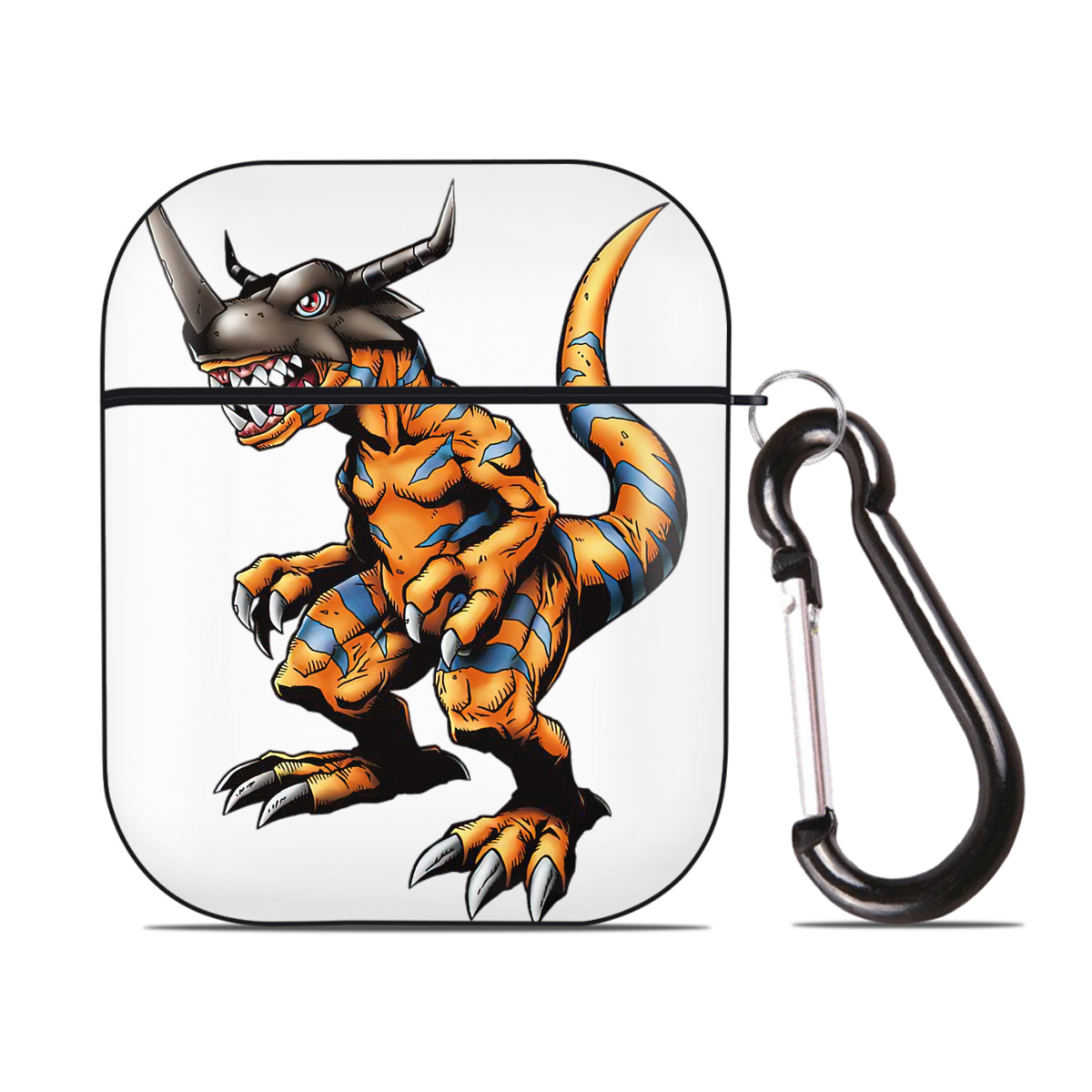 （画像用） Digimon デジタルモンスター/デジモン AirPods 第2世代保護ケース ハードシェル ブラック 耐衝撃・防指紋・カラビナ付き