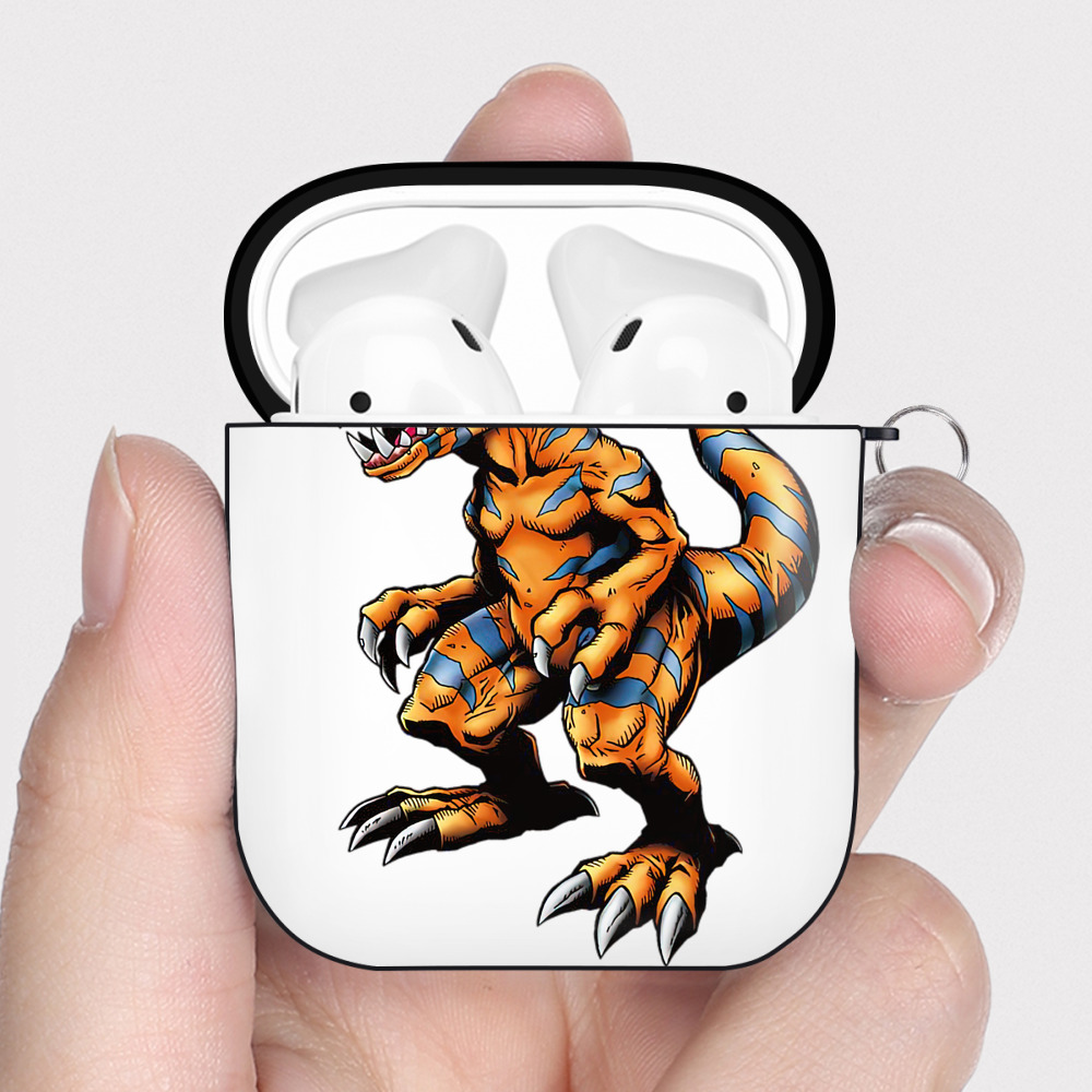 （画像用） Digimon デジタルモンスター/デジモン AirPods 第2世代保護ケース ハードシェル ブラック 耐衝撃・防指紋・カラビナ付き