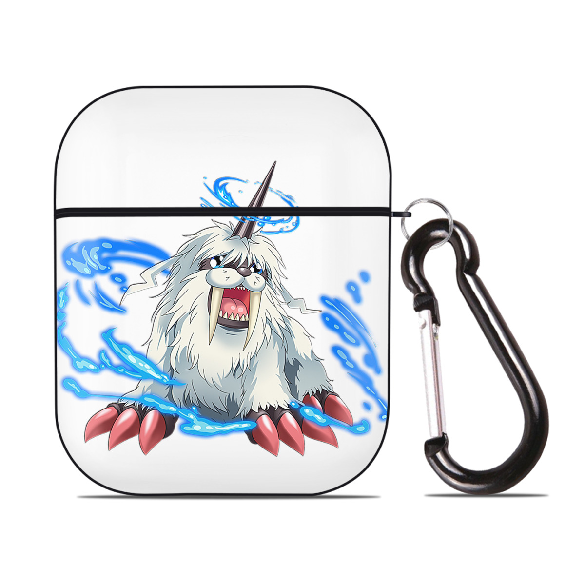 （画像用） Digimon デジタルモンスター/デジモン AirPods 第2世代保護ケース ハードシェル ブラック 耐衝撃・防指紋・カラビナ付き