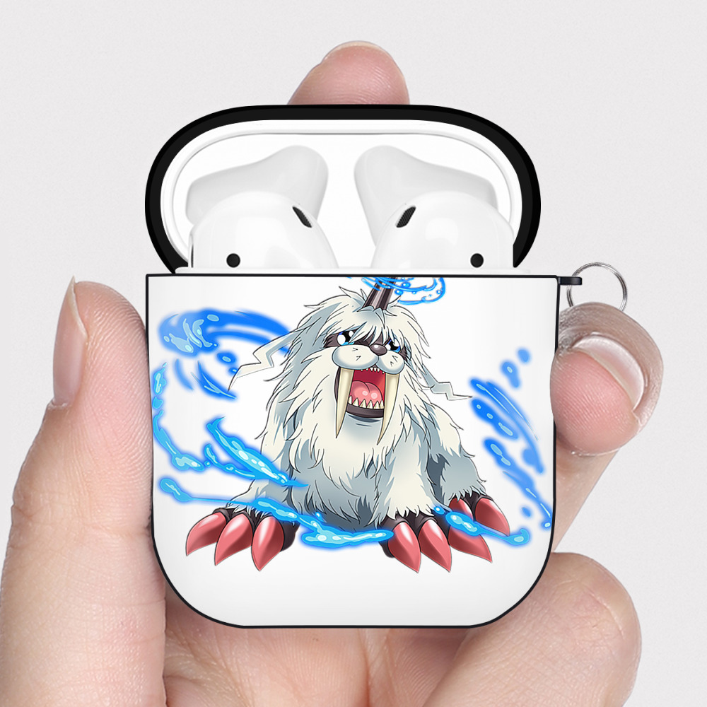 （画像用） Digimon デジタルモンスター/デジモン AirPods 第2世代保護ケース ハードシェル ブラック 耐衝撃・防指紋・カラビナ付き
