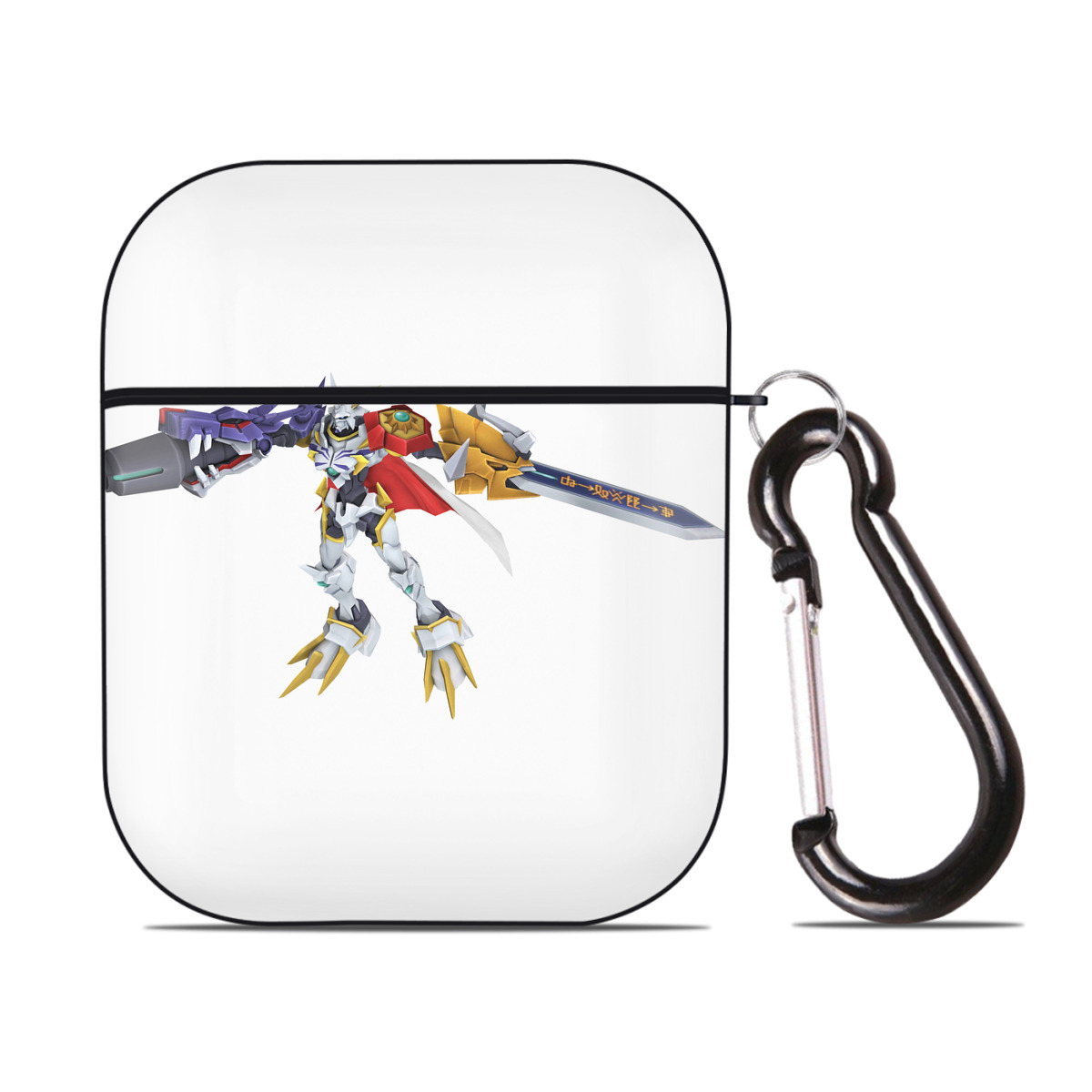 （画像用） Digimon デジタルモンスター/デジモン AirPods 第2世代保護ケース ハードシェル ブラック 耐衝撃・防指紋・カラビナ付き
