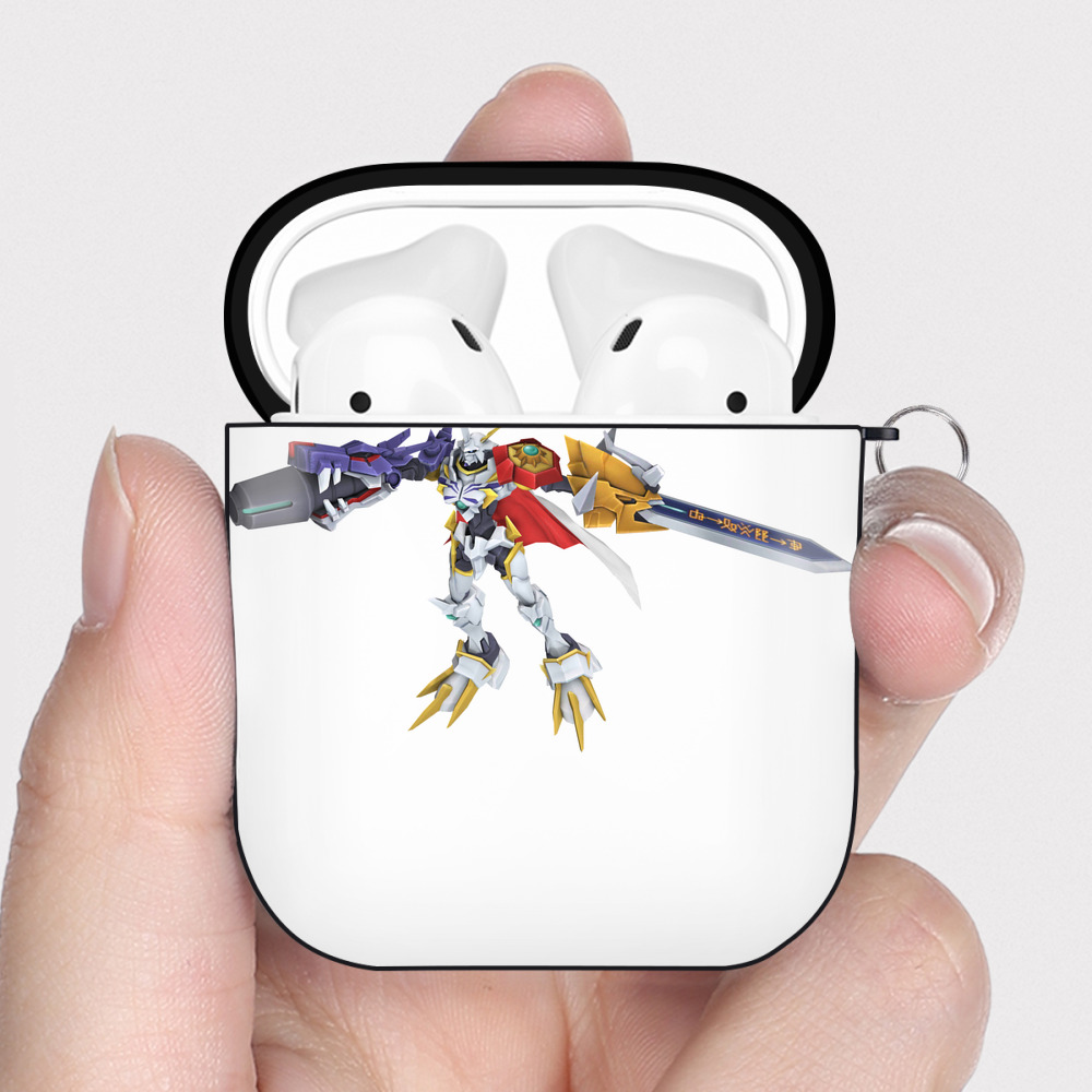 （画像用） Digimon デジタルモンスター/デジモン AirPods 第2世代保護ケース ハードシェル ブラック 耐衝撃・防指紋・カラビナ付き