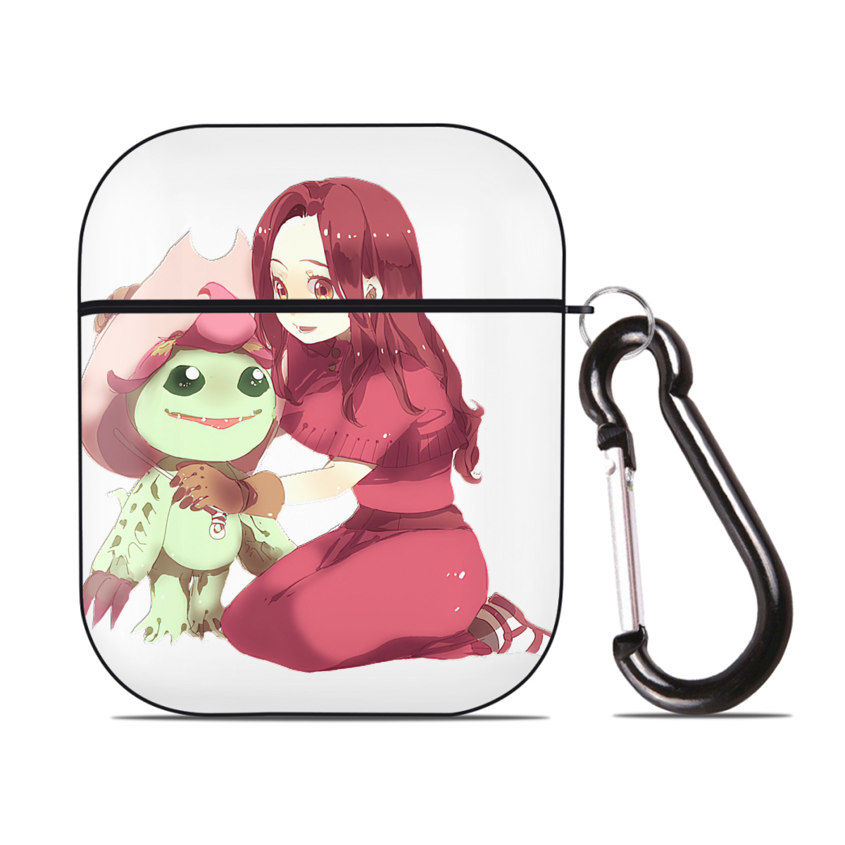 （画像用） Digimon デジタルモンスター/デジモン AirPods 第2世代保護ケース ハードシェル ブラック 耐衝撃・防指紋・カラビナ付き