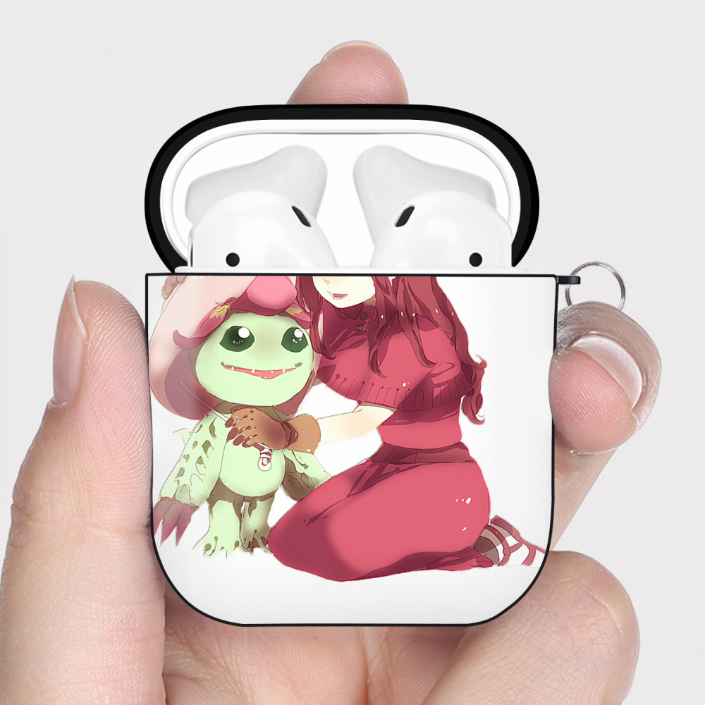（画像用） Digimon デジタルモンスター/デジモン AirPods 第2世代保護ケース ハードシェル ブラック 耐衝撃・防指紋・カラビナ付き