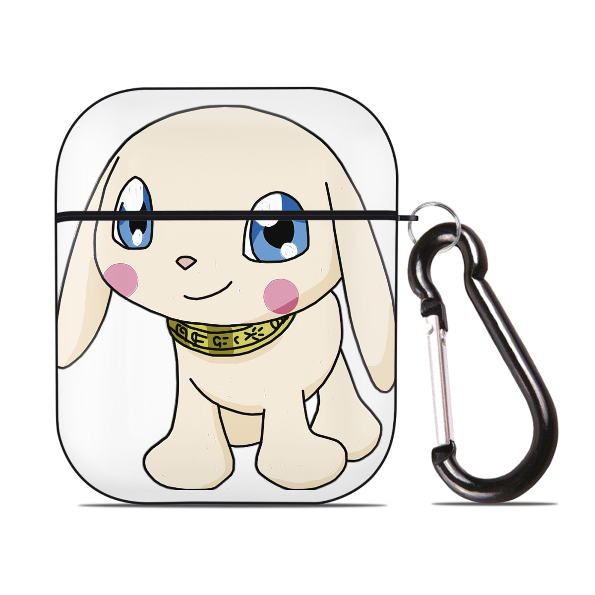 （画像用） Digimon デジタルモンスター/デジモン AirPods 第2世代保護ケース ハードシェル ブラック 耐衝撃・防指紋・カラビナ付き