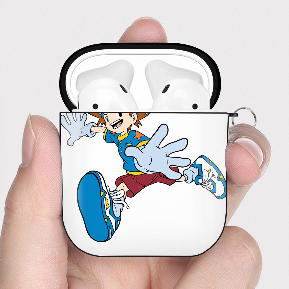 （画像用） Digimon デジタルモンスター/デジモン AirPods 第2世代保護ケース ハードシェル ブラック 耐衝撃・防指紋・カラビナ付き