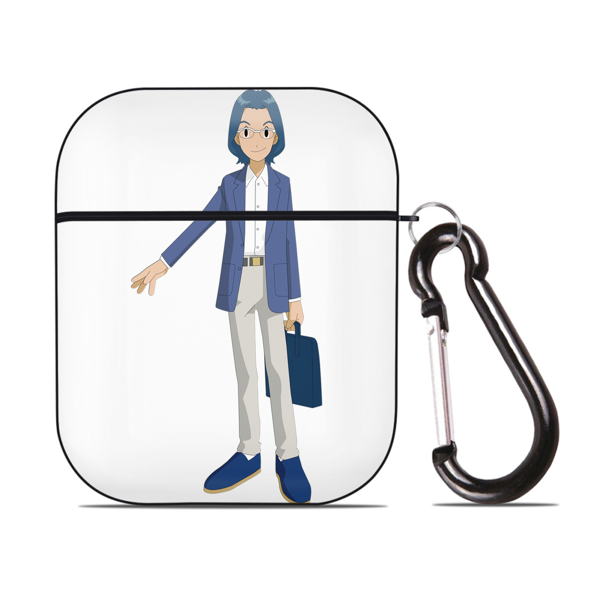 （画像用） Digimon デジタルモンスター/デジモン AirPods 第2世代保護ケース ハードシェル ブラック 耐衝撃・防指紋・カラビナ付き