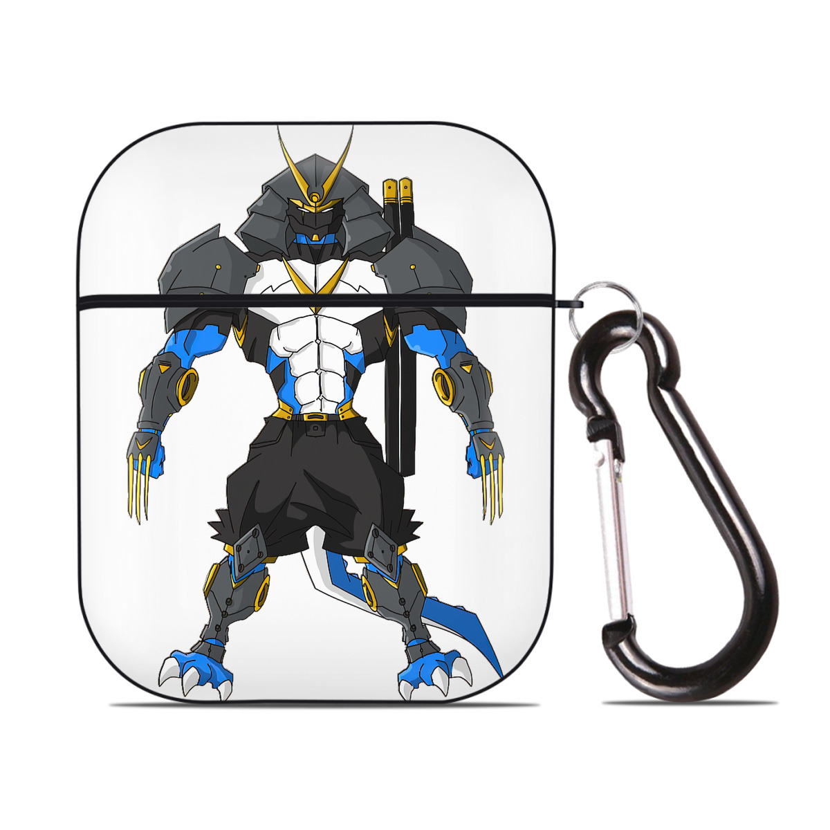 （画像用） Digimon デジタルモンスター/デジモン AirPods 第2世代保護ケース ハードシェル ブラック 耐衝撃・防指紋・カラビナ付き