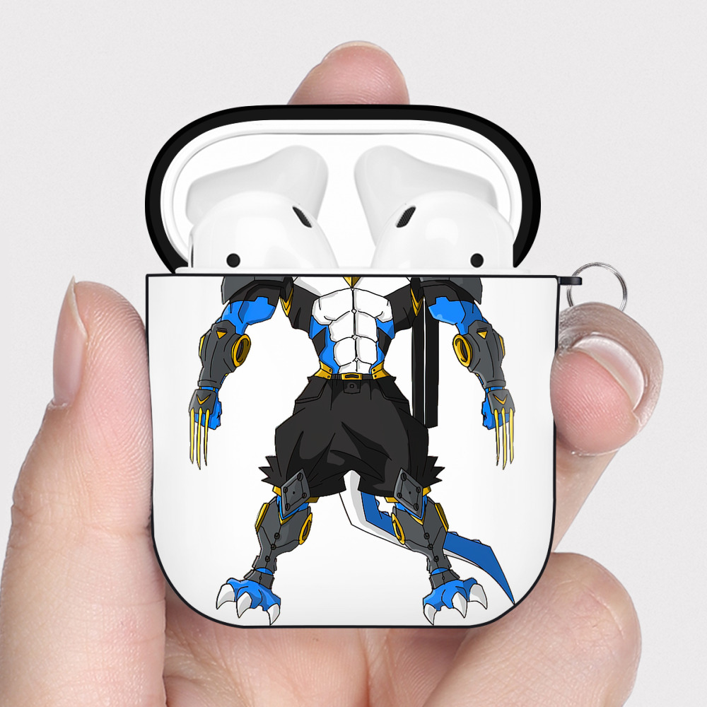 （画像用） Digimon デジタルモンスター/デジモン AirPods 第2世代保護ケース ハードシェル ブラック 耐衝撃・防指紋・カラビナ付き