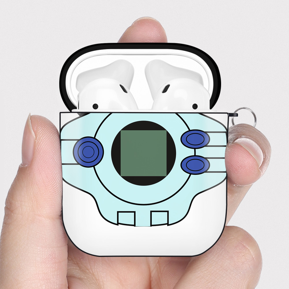 （画像用） Digimon デジタルモンスター/デジモン AirPods 第2世代保護ケース ハードシェル ブラック 耐衝撃・防指紋・カラビナ付き