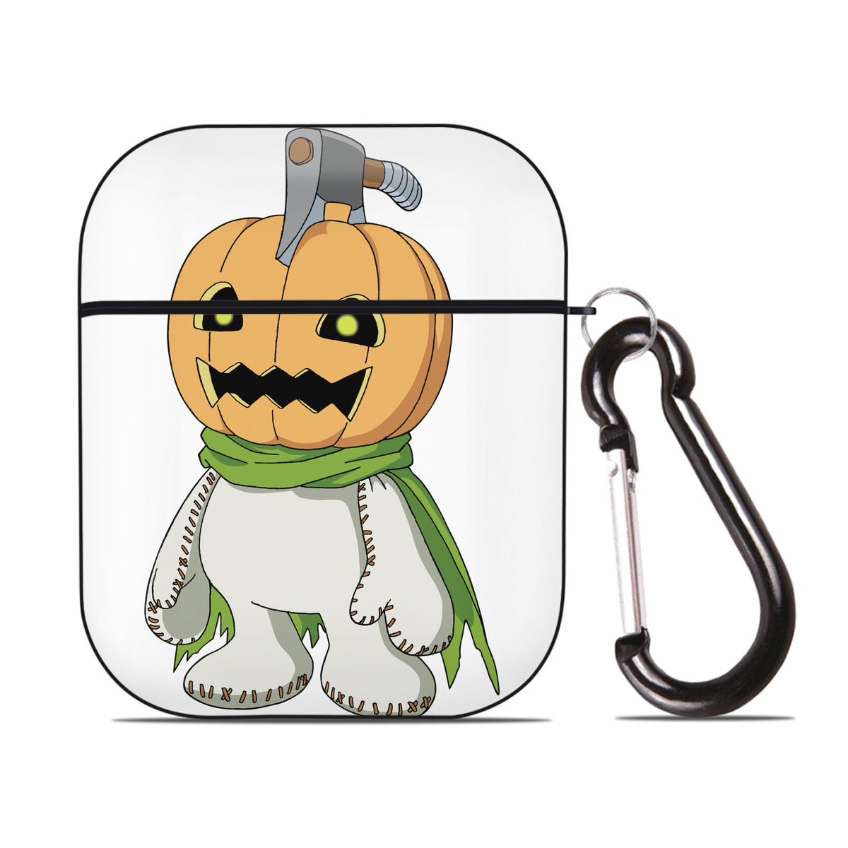 （画像用） Digimon デジタルモンスター/デジモン AirPods 第2世代保護ケース ハードシェル ブラック 耐衝撃・防指紋・カラビナ付き