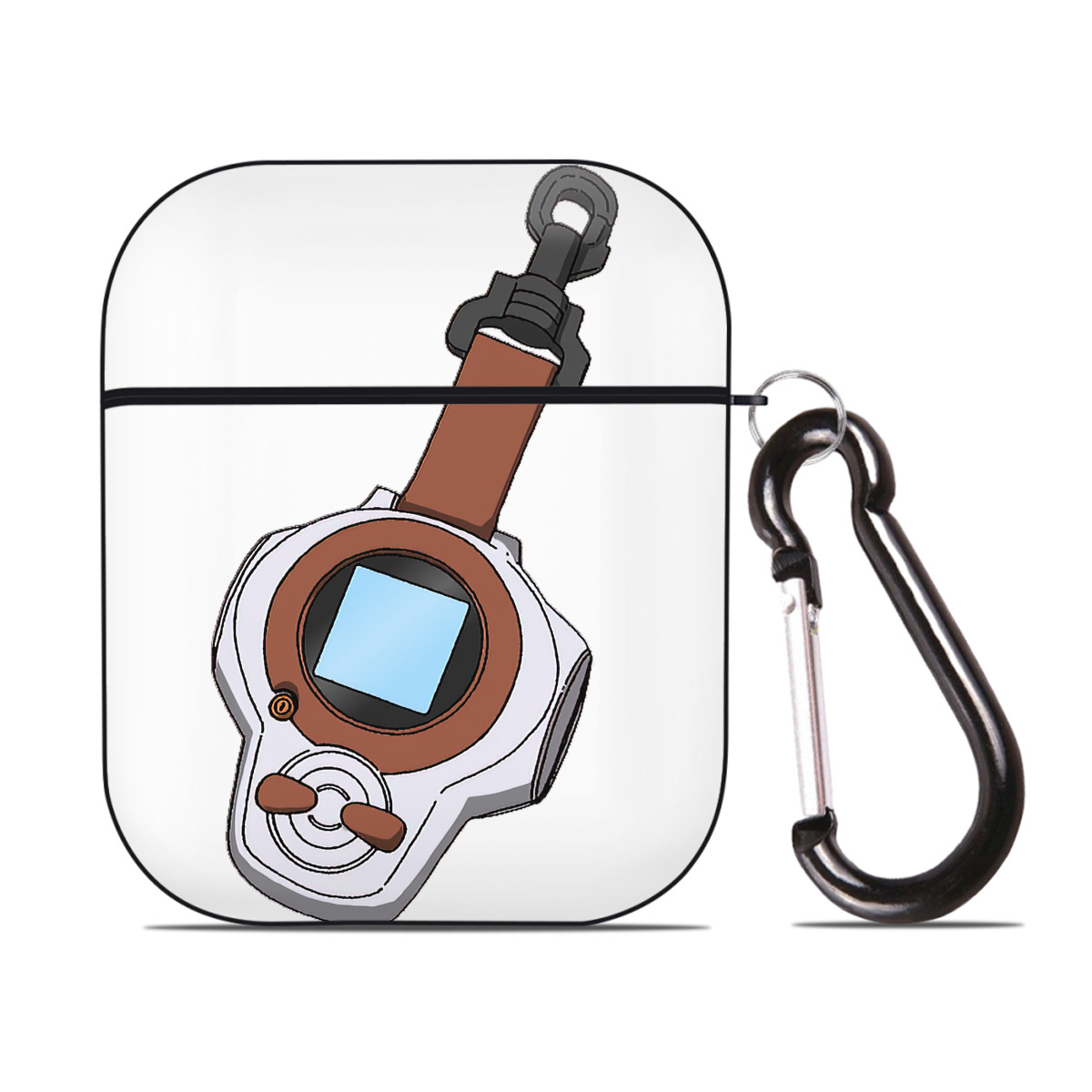 （画像用） Digimon デジタルモンスター/デジモン AirPods 第2世代保護ケース ハードシェル ブラック 耐衝撃・防指紋・カラビナ付き