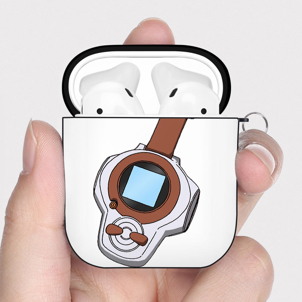 （画像用） Digimon デジタルモンスター/デジモン AirPods 第2世代保護ケース ハードシェル ブラック 耐衝撃・防指紋・カラビナ付き